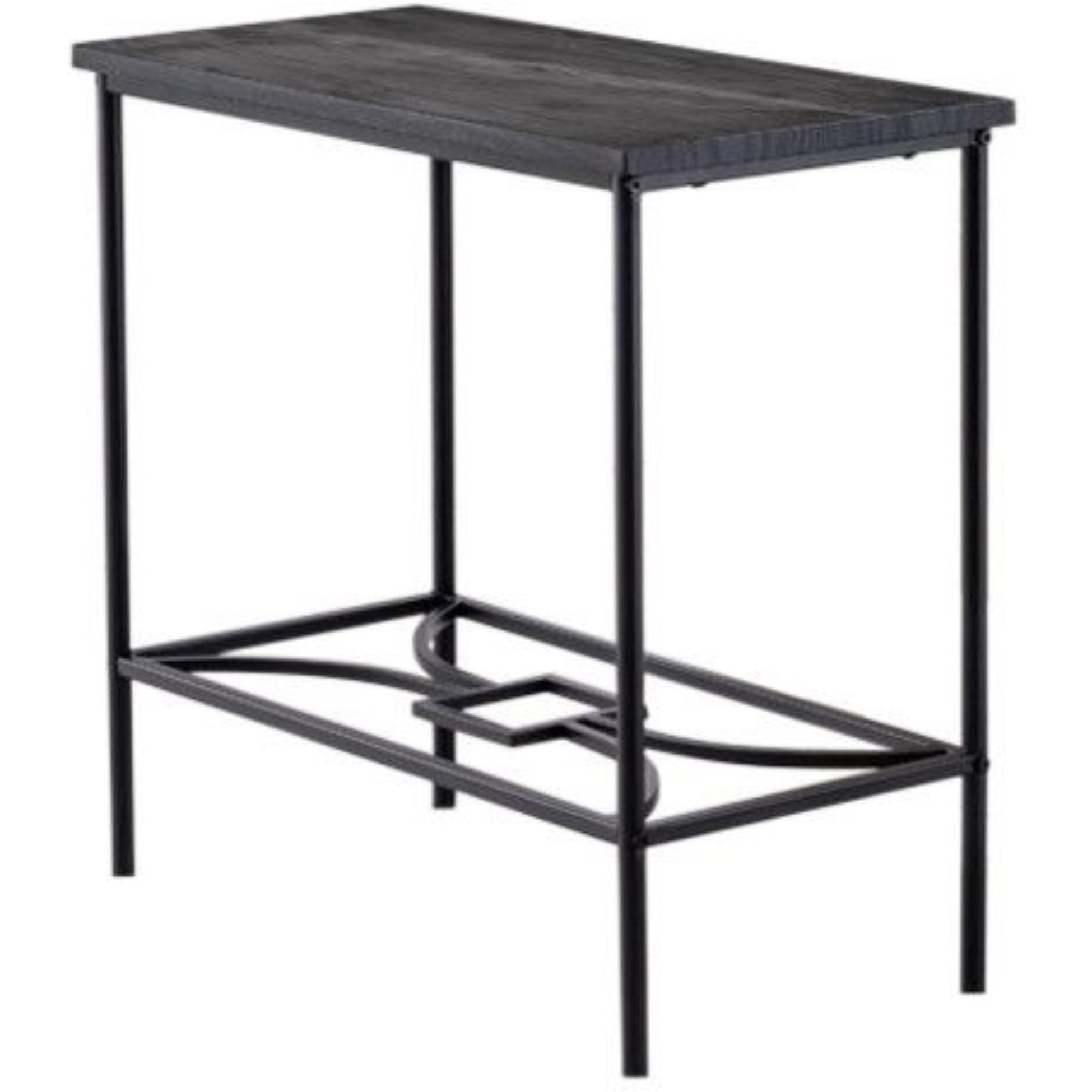 Murten Accent Side Table, Black Metal Frame & Wood Top, Transitional