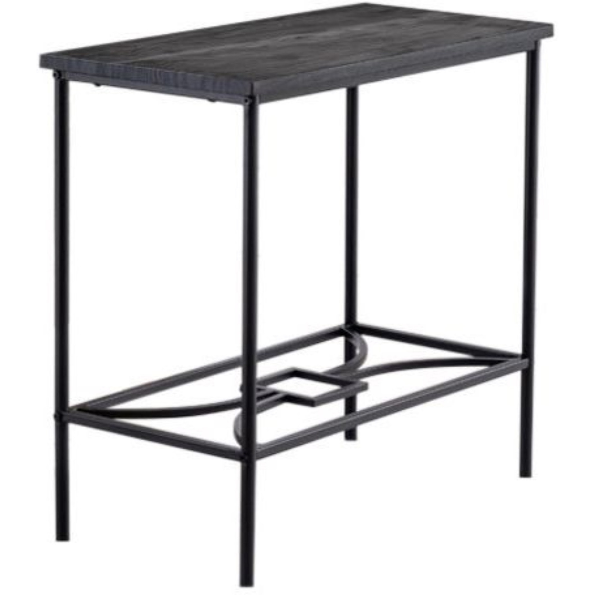 Murten Accent Side Table, Black Metal Frame & Wood Top, Transitional
