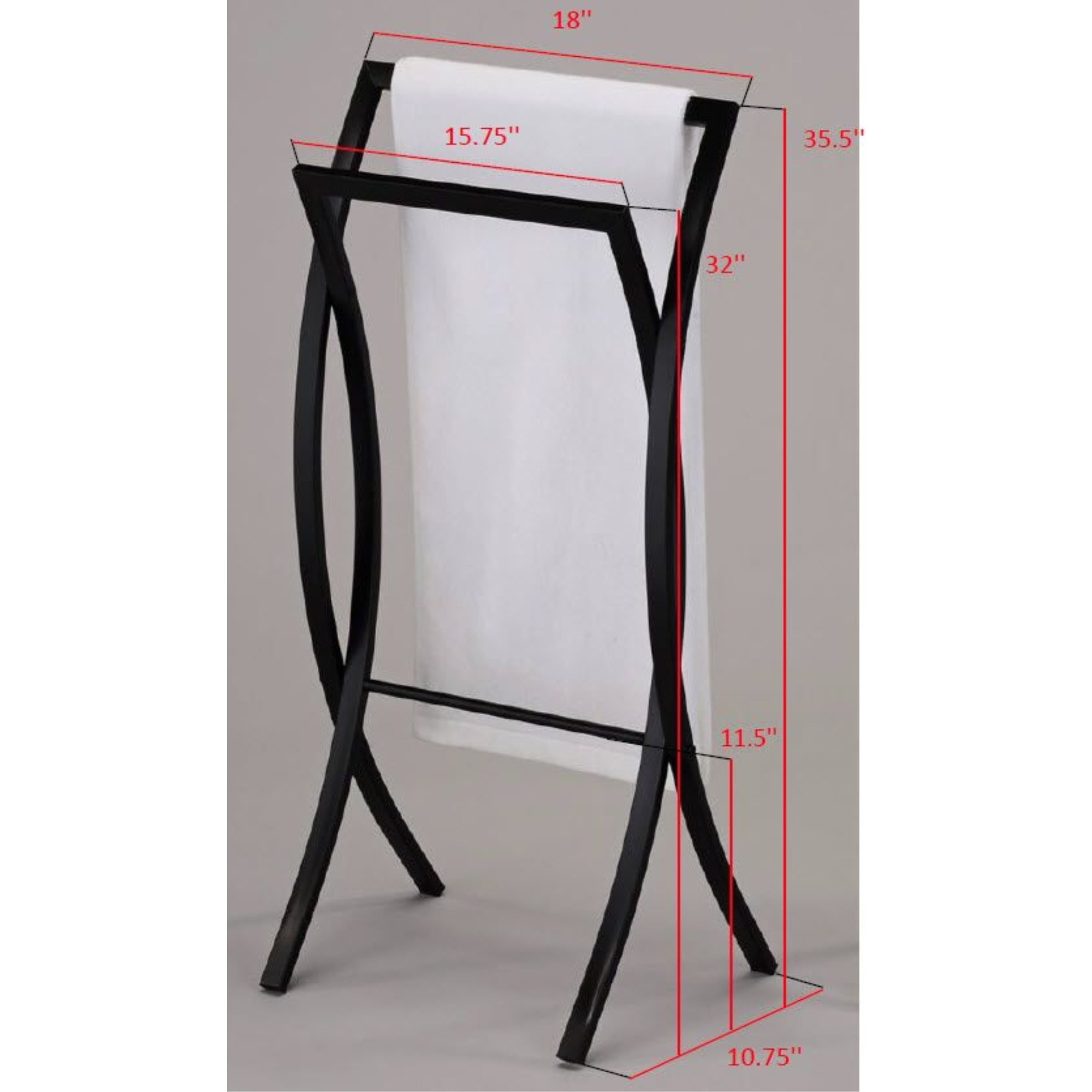 Coronado Double Free Standing Modern Bathroom Towel Rack Stand, Black Metal