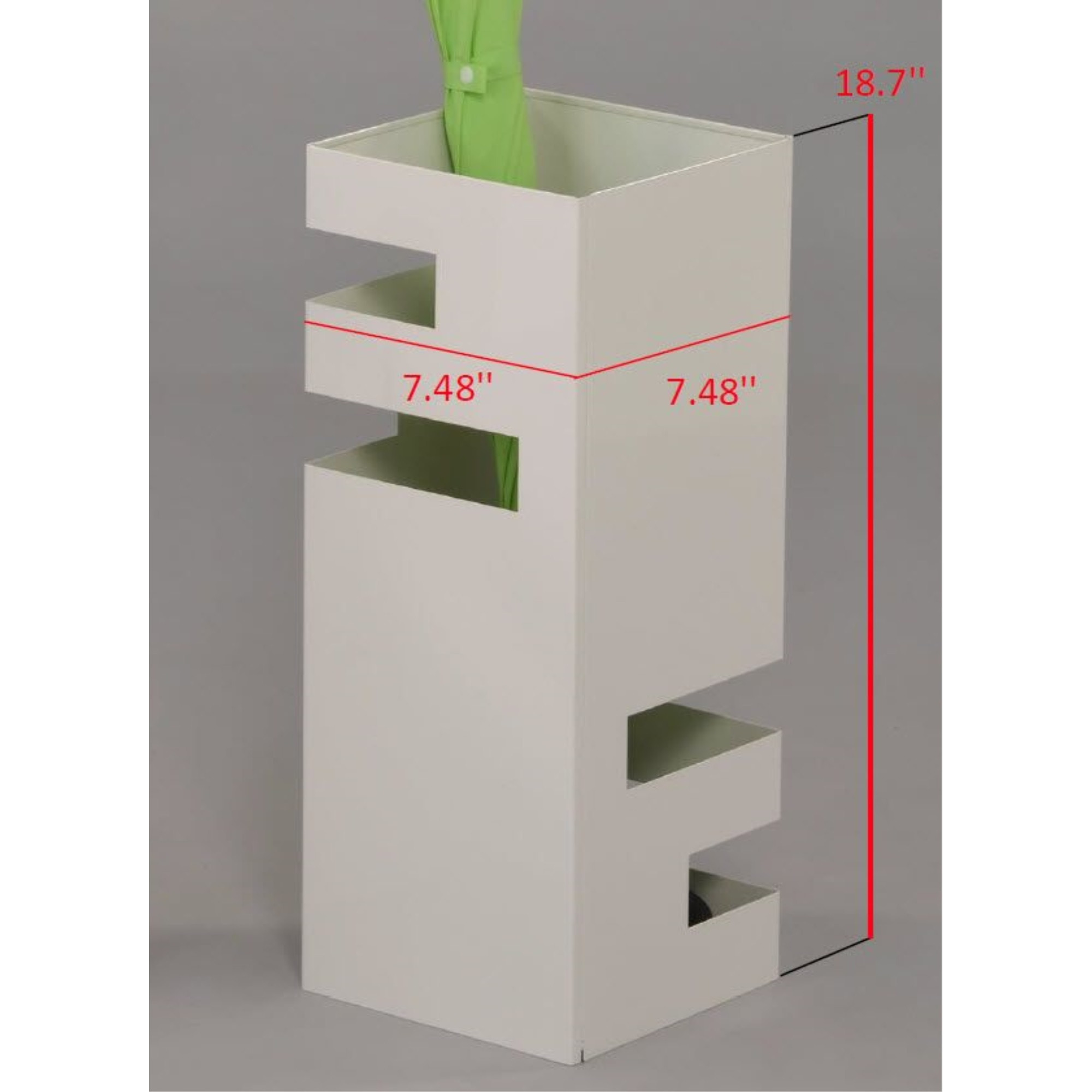 Landolt Freestanding Square Umbrella Stand Rack, White Plastic