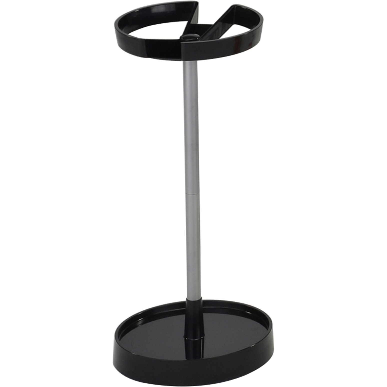 Telford Freestanding Umbrella Stand Rack, Black Plastic & Silver Metal