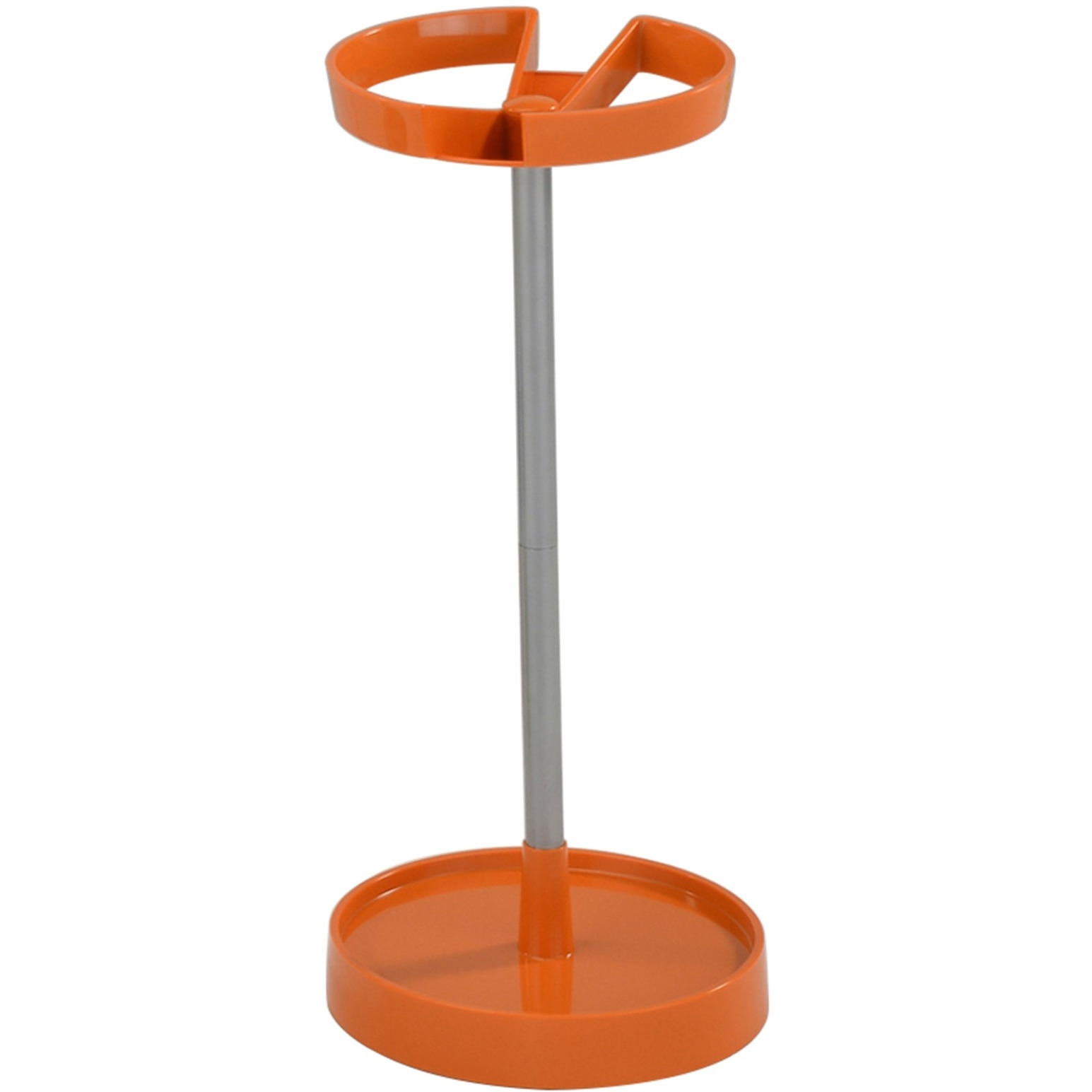 Telford Freestanding Umbrella Stand Rack, Orange Plastic & Silver Metal