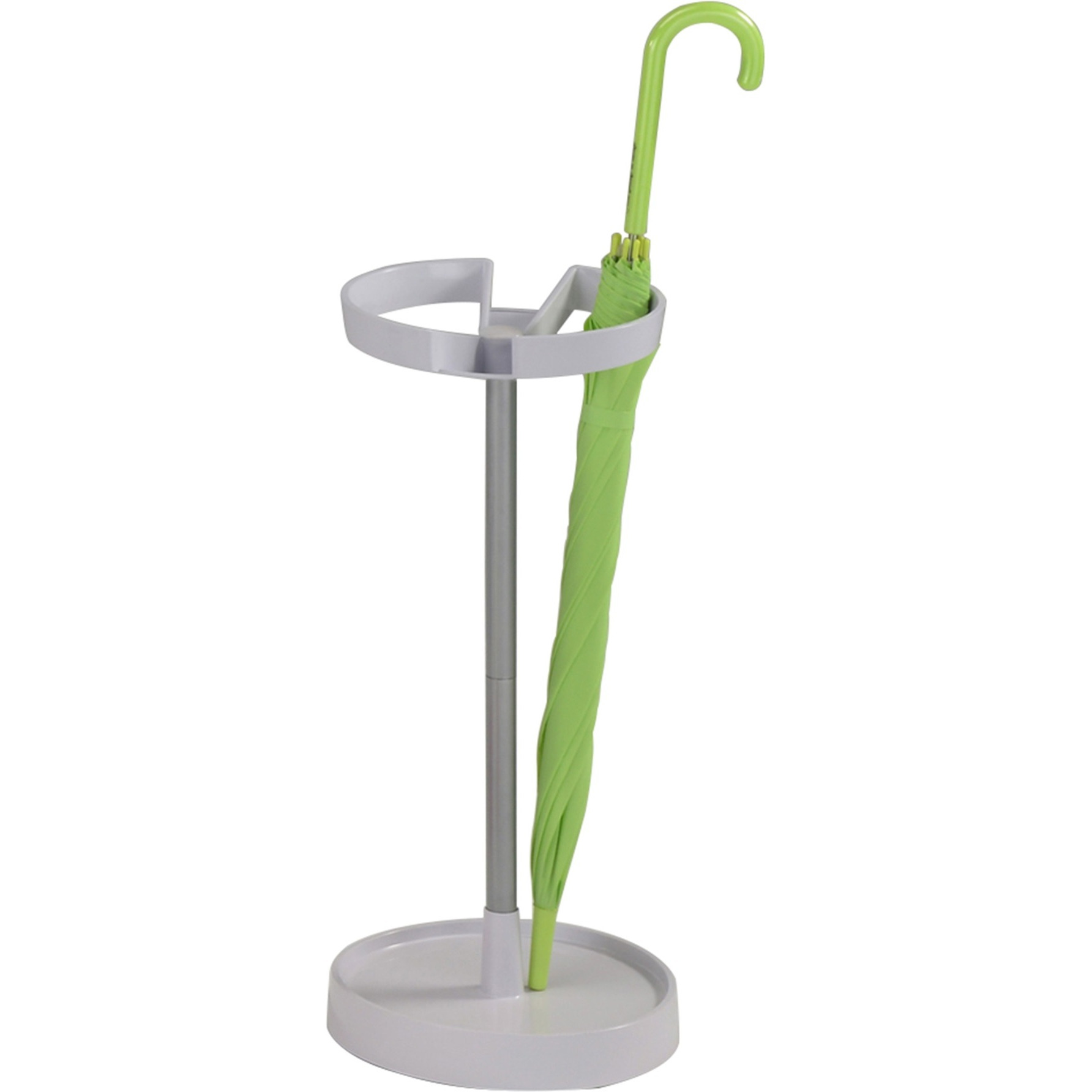 Telford Freestanding Umbrella Stand Rack, White Plastic & Silver Metal
