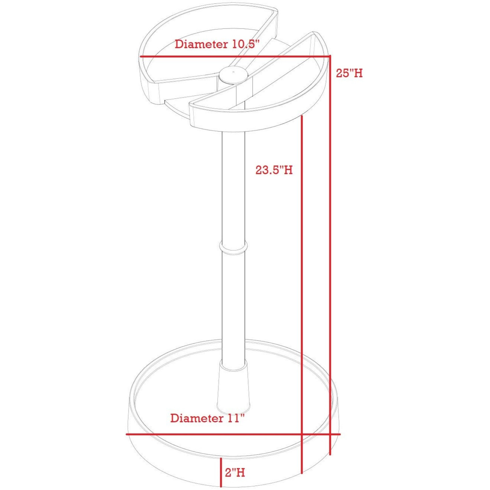 Telford Freestanding Umbrella Stand Rack, White Plastic & Silver Metal