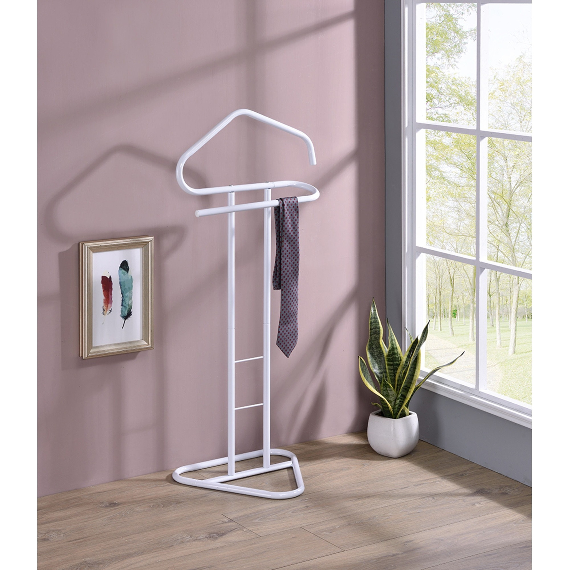 Fairview Suit & Tie Valet Stand Clothing Organizer Rack, White Metal