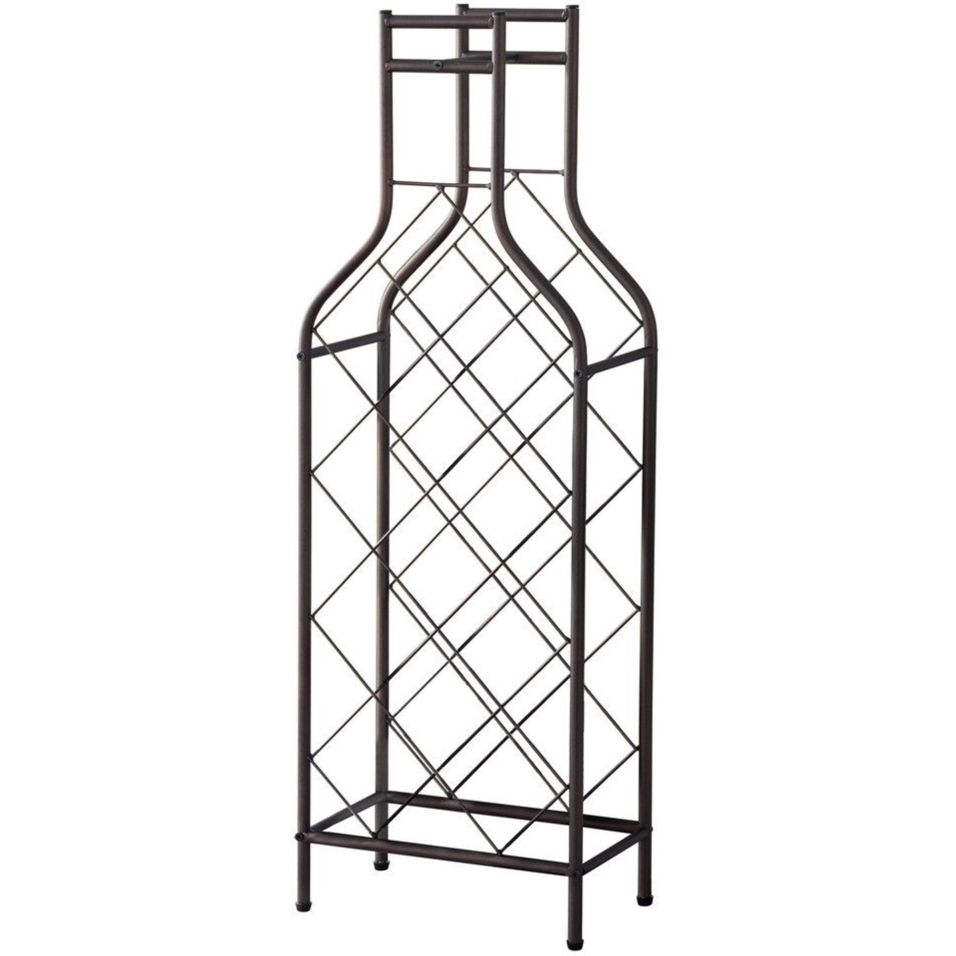 Lawton Floor Wine Rack, Pewter Metal, Transitional, 12 Bottle Holders