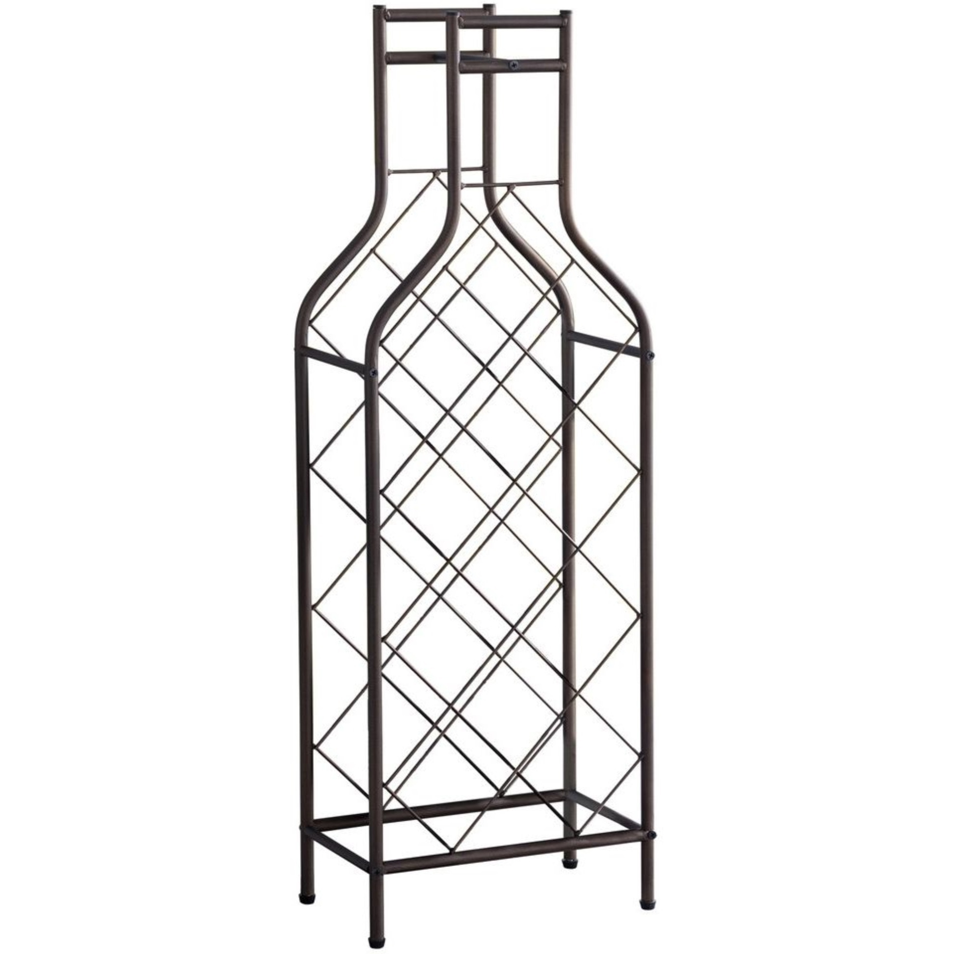 Lawton Floor Wine Rack, Pewter Metal, Transitional, 12 Bottle Holders