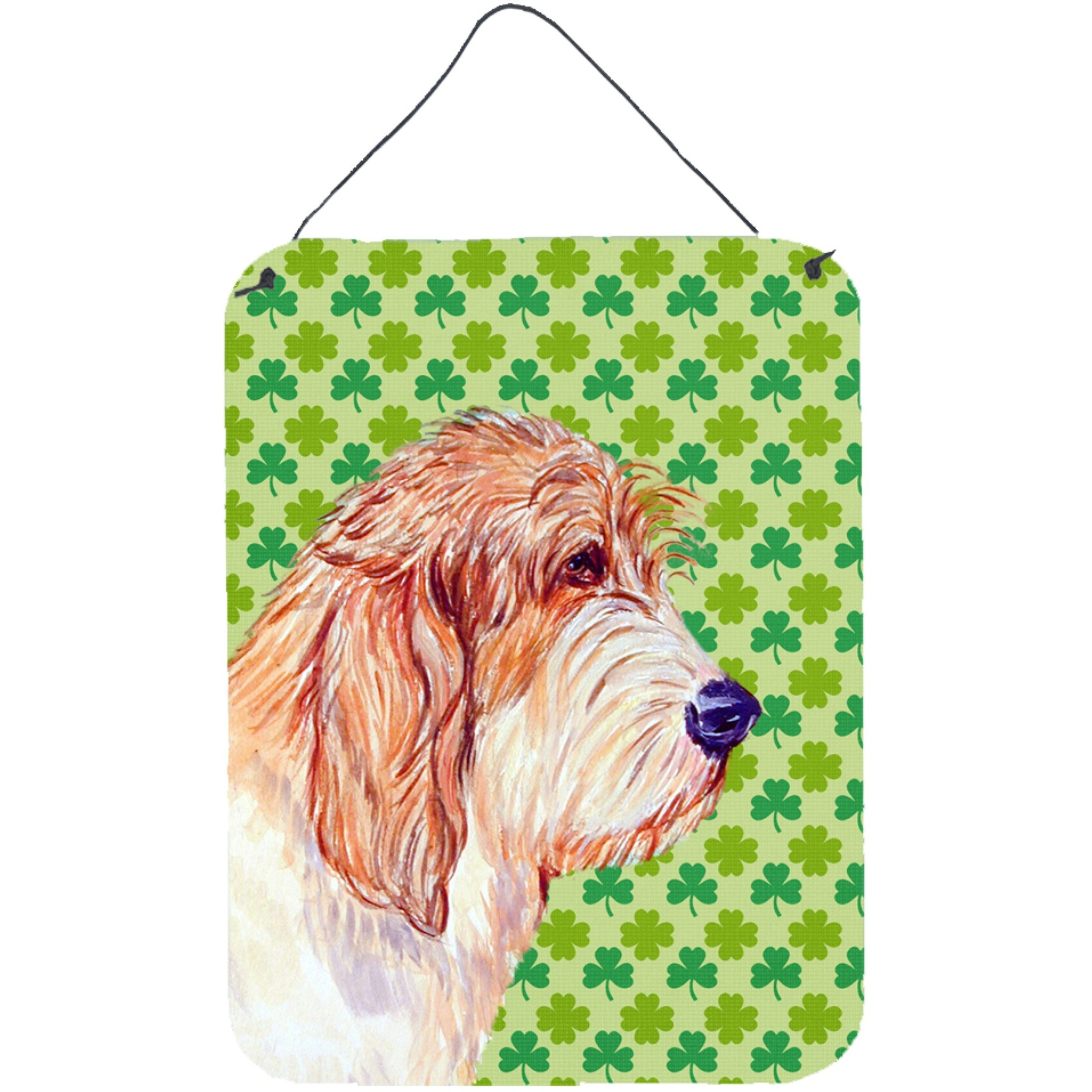 &quotCaroline's Treasures Petit Basset Griffon Vendeen St. Patrick's Day Shamrock Wall Door Hanging Print, 16"" x 12"", Multicolor"