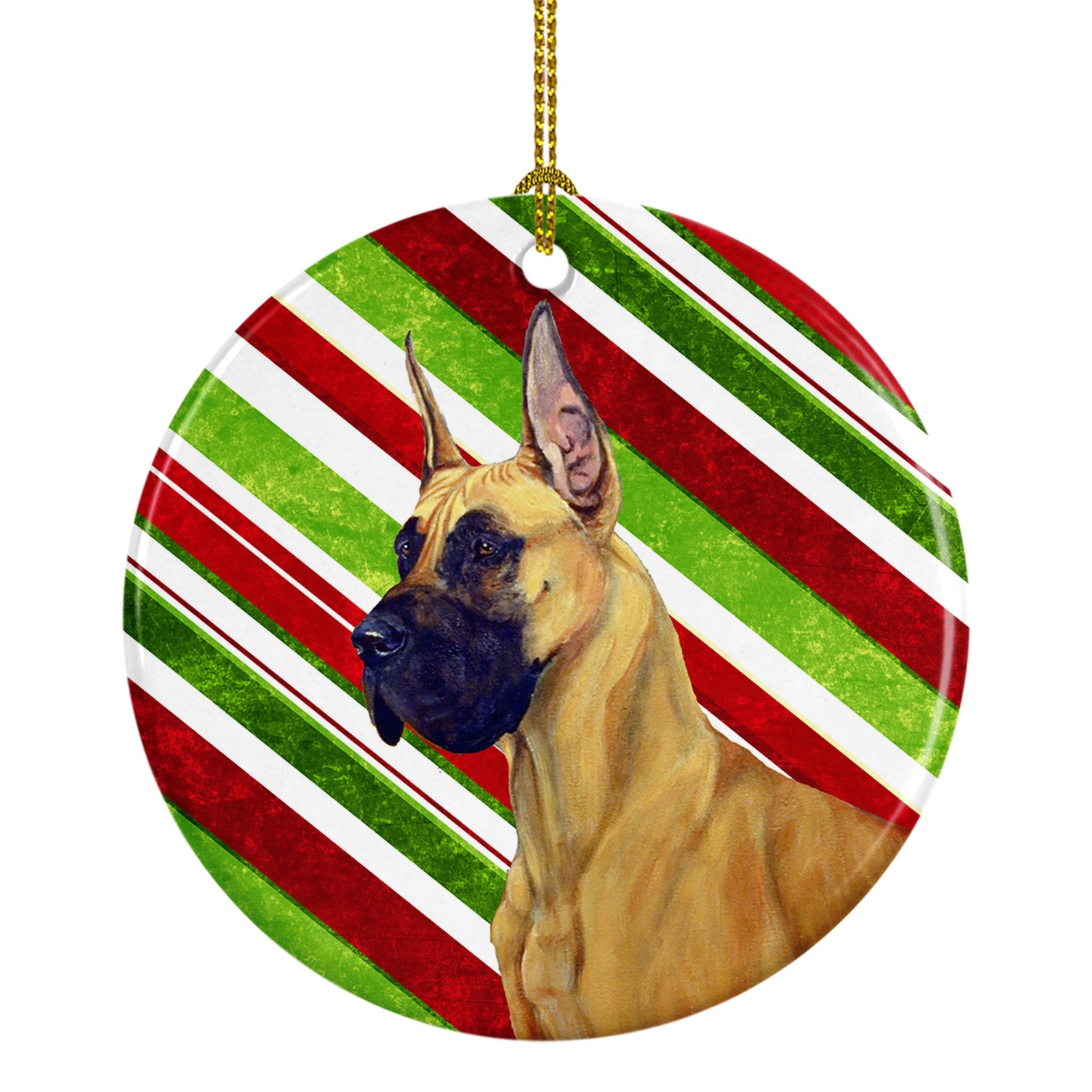 &quotCaroline's Treasures LH9220-CO1 Great Dane Candy Cane Holiday Christmas Ceramic Ornament, Multicolor"
