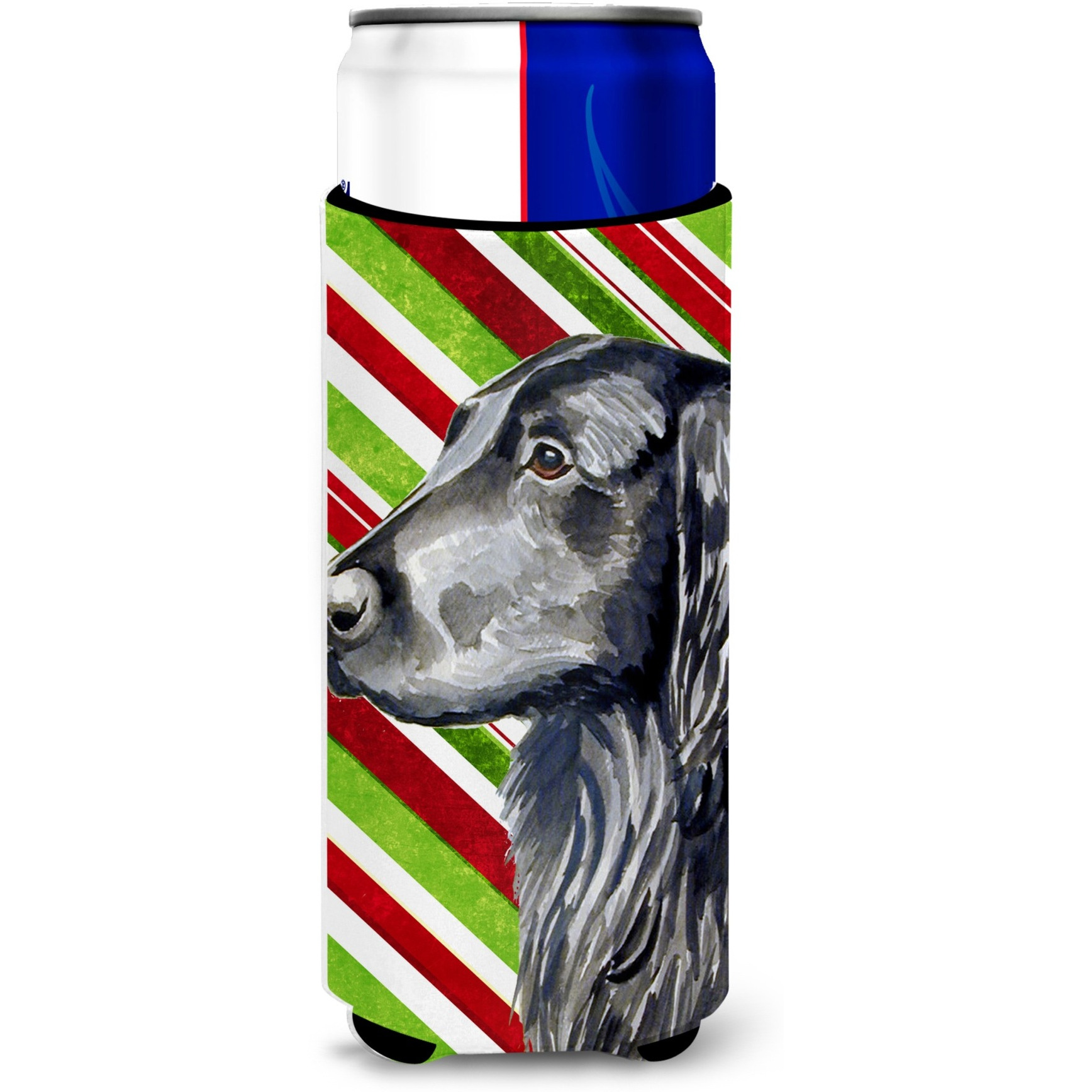 Flat Coated Retriever Candy Cane Holiday Christmas Ultra Beverage Insulators for slim cans LH9231MUK