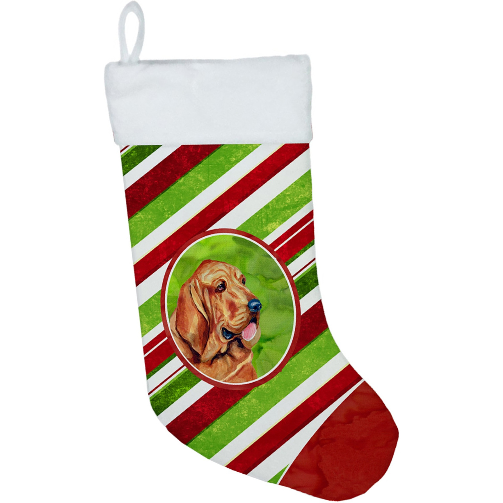 &quotCaroline's Treasures Bloodhound Candy Cane Holiday Christmas Stocking, 11 x 18"", Multicolor"