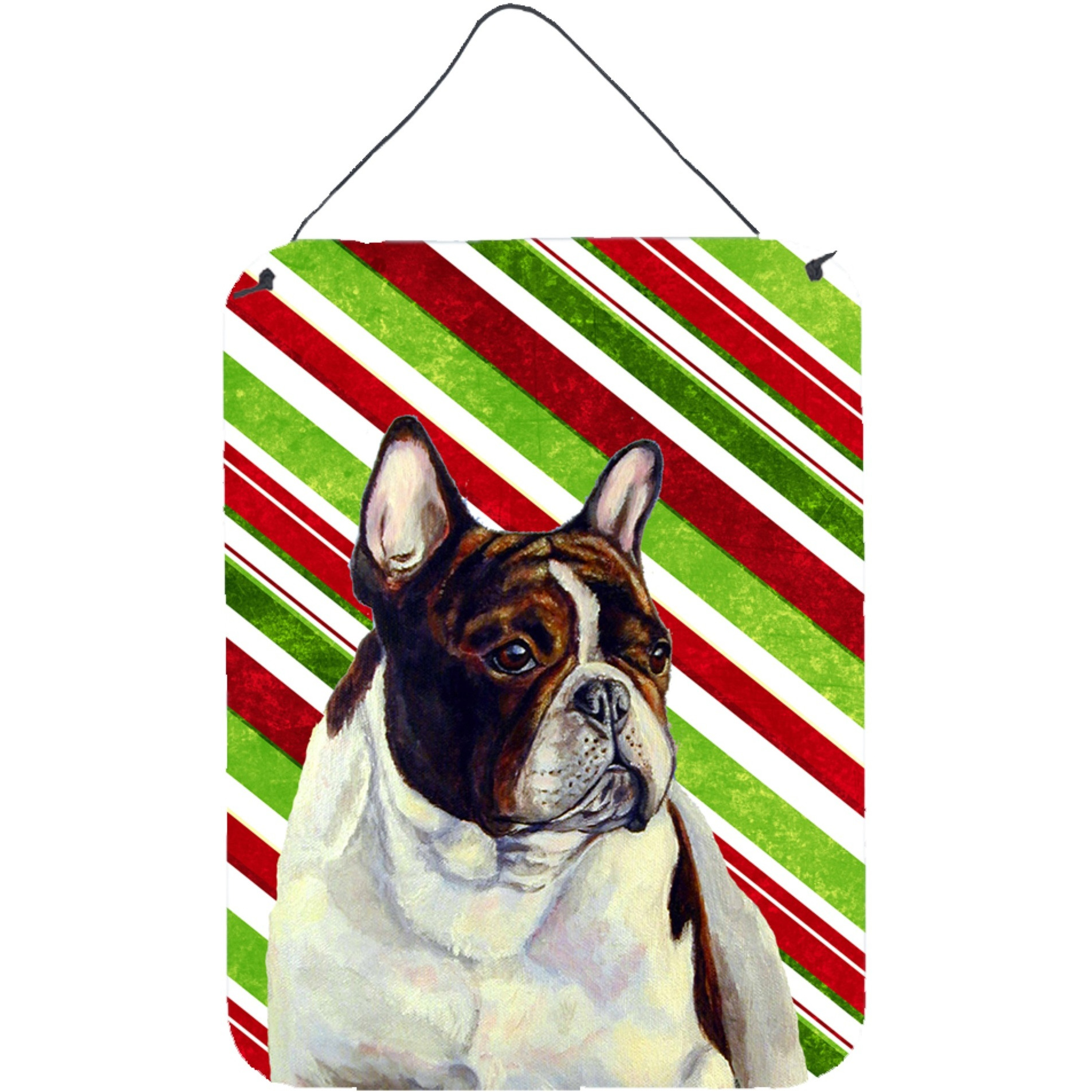 &quotCaroline's Treasures LH9247DS1216 French Bulldog Candy Cane Holiday Christmas Wall or Door Hanging Prints, 16"" x 12"", Multicolor"