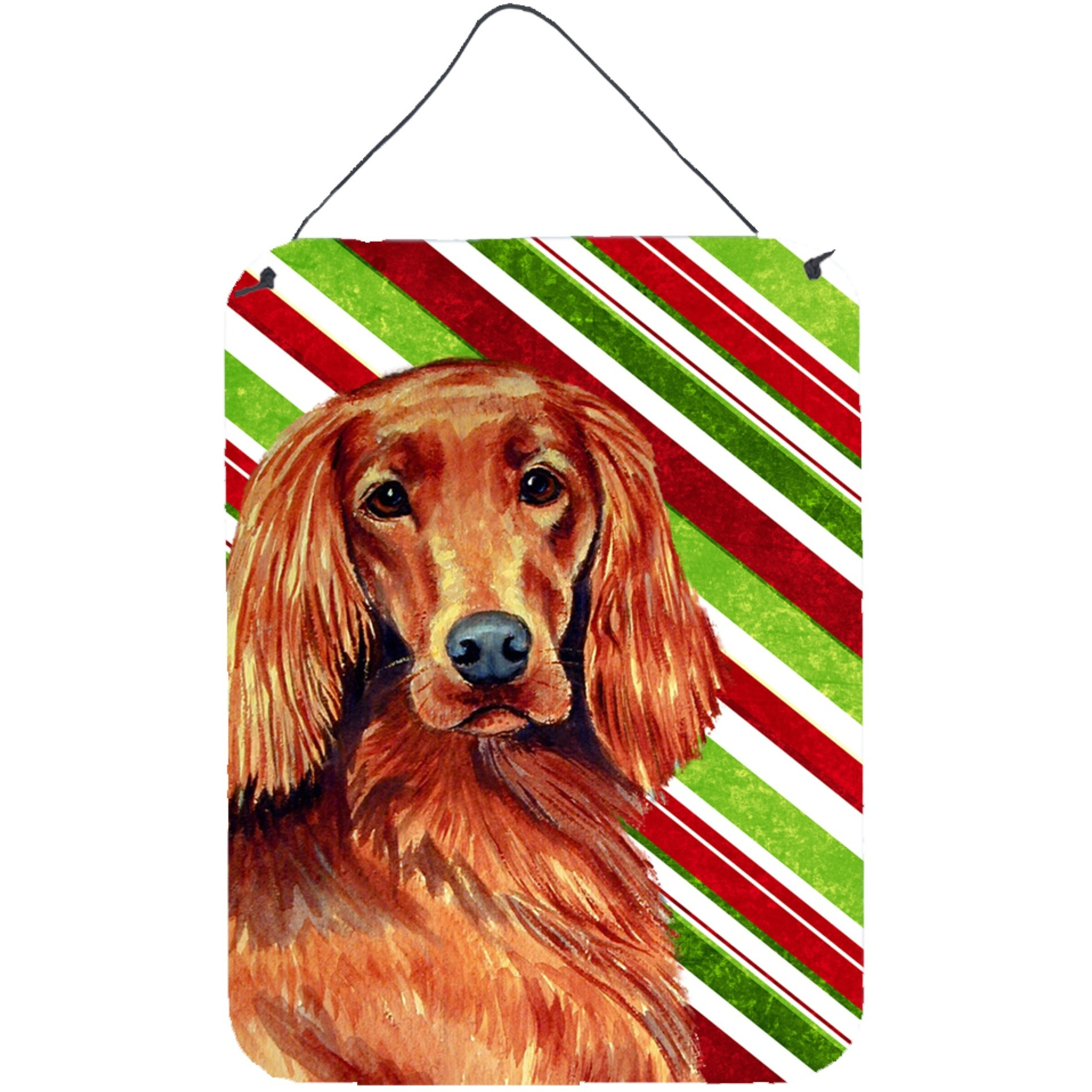 &quotCaroline's Treasures Irish Setter Candy Cane Holiday Christmas Wall or Door Hanging Prints, 16"" x 12"", Multicolor"