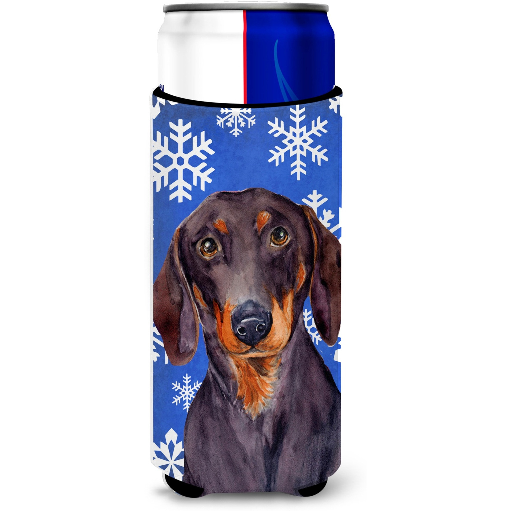 Dachshund Winter Snowflakes Holiday Ultra Beverage Insulators for slim cans LH9268MUK