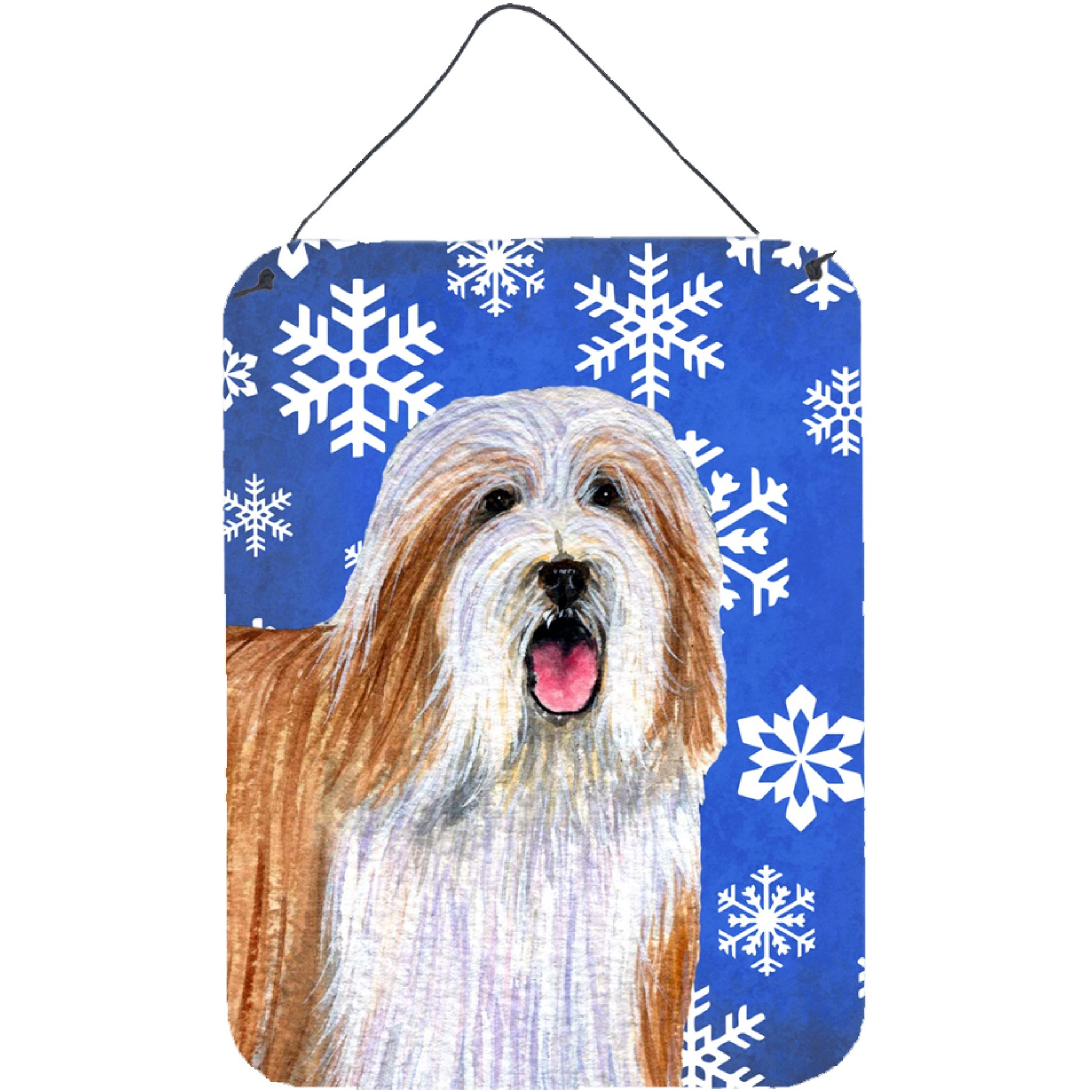 &quotCaroline's Treasures LH9285DS1216 Bearded Collie Winter Snowflakes Holiday Wall or Door Hanging Prints, 16"" x 12"", Multicolor"
