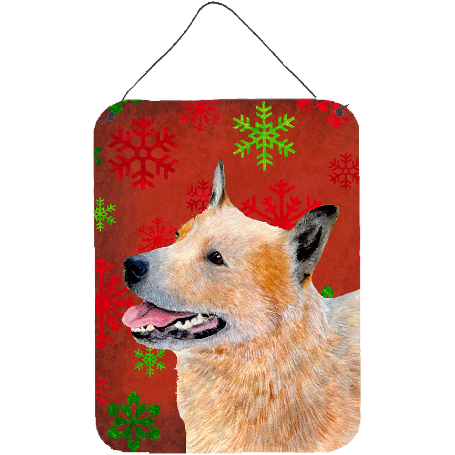 &quotCaroline's Treasures Australian Cattle Dog Red Snowflakes Christmas Wall or Door Hanging Prints, 16"" x 12"", Multicolor"