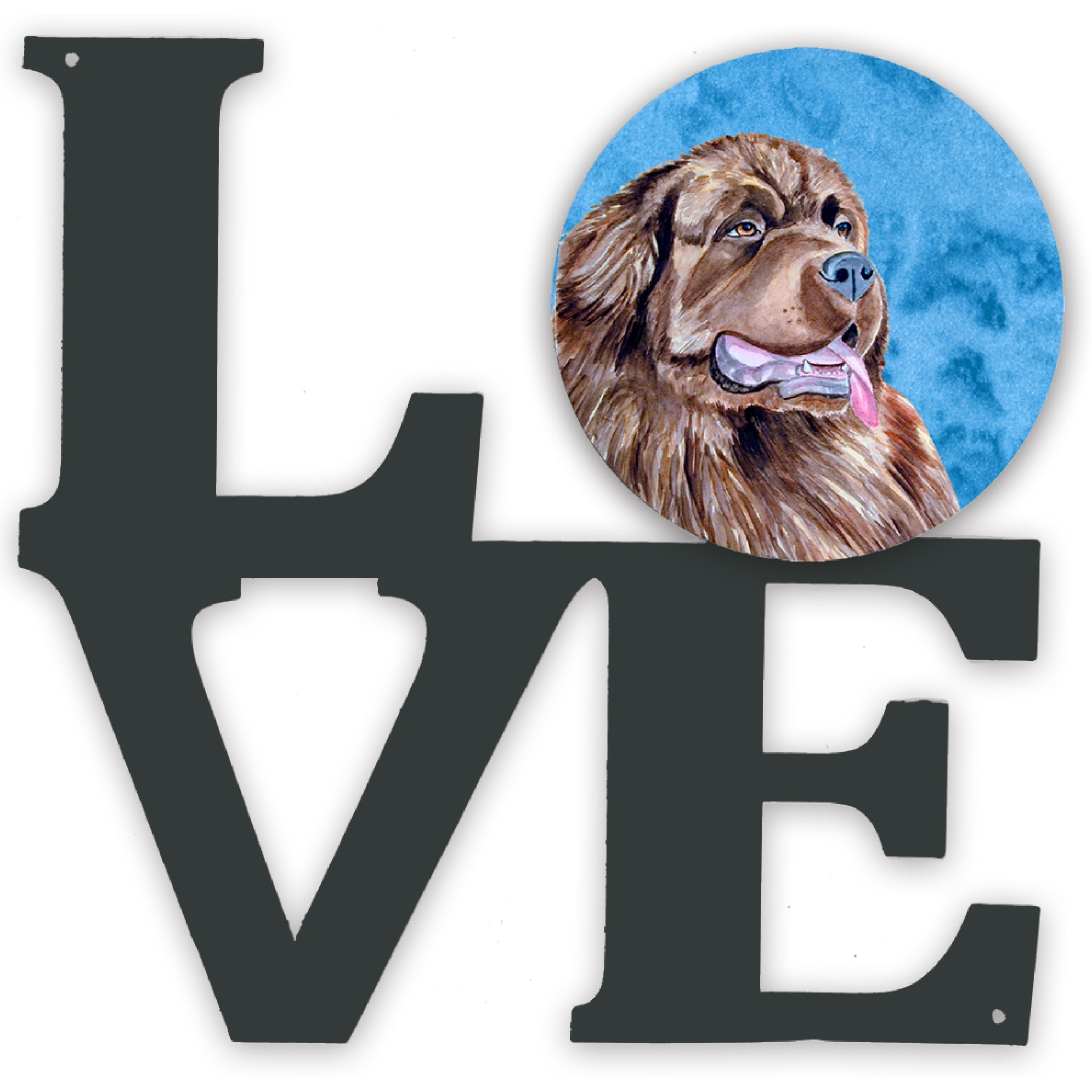 &quotCaroline's Treasures Blue Newfoundland Metal Artwork Love wall-decor, Multicolor"