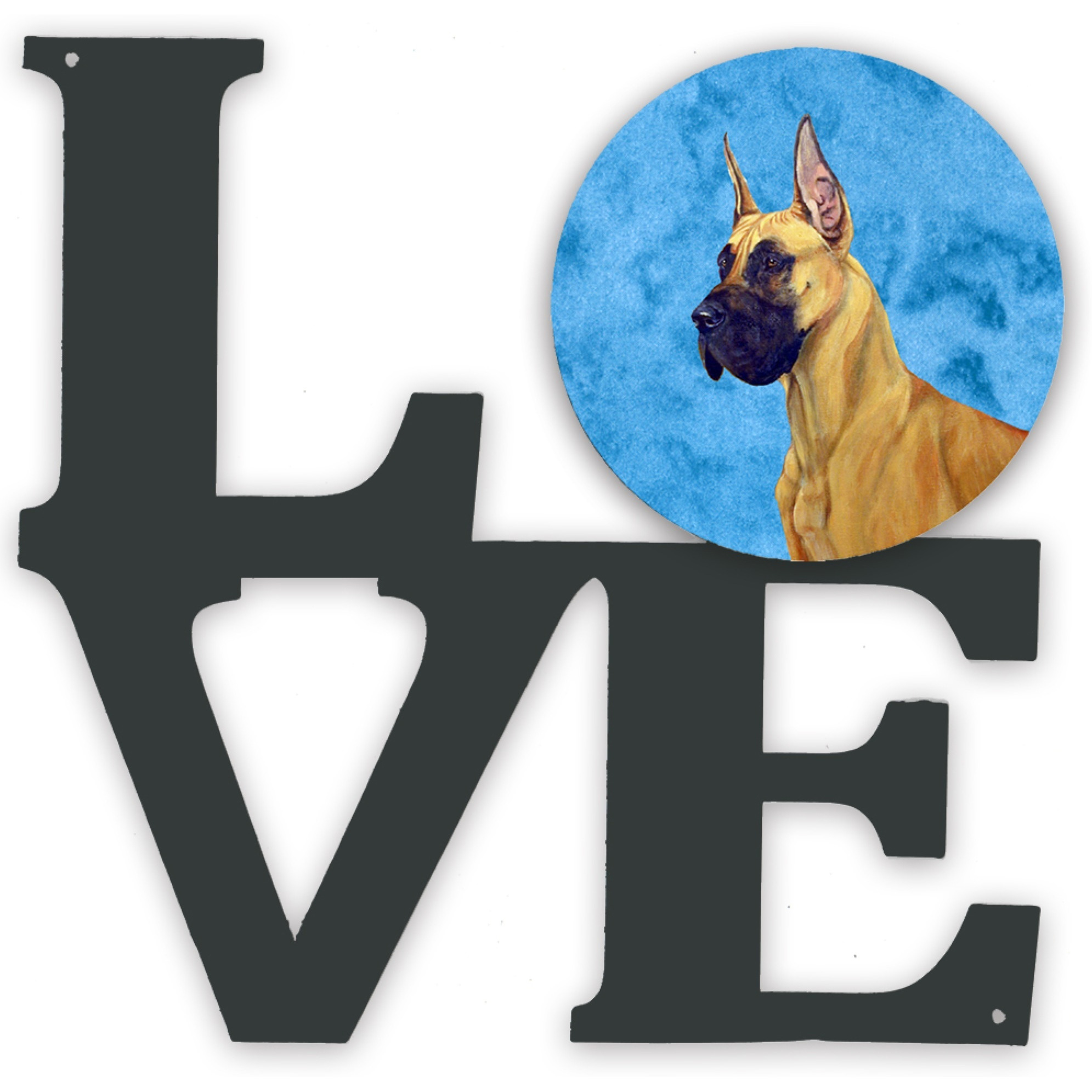 &quotCaroline's Treasures Blue Dane Metal Artwork Love wall-decor, Multicolor"