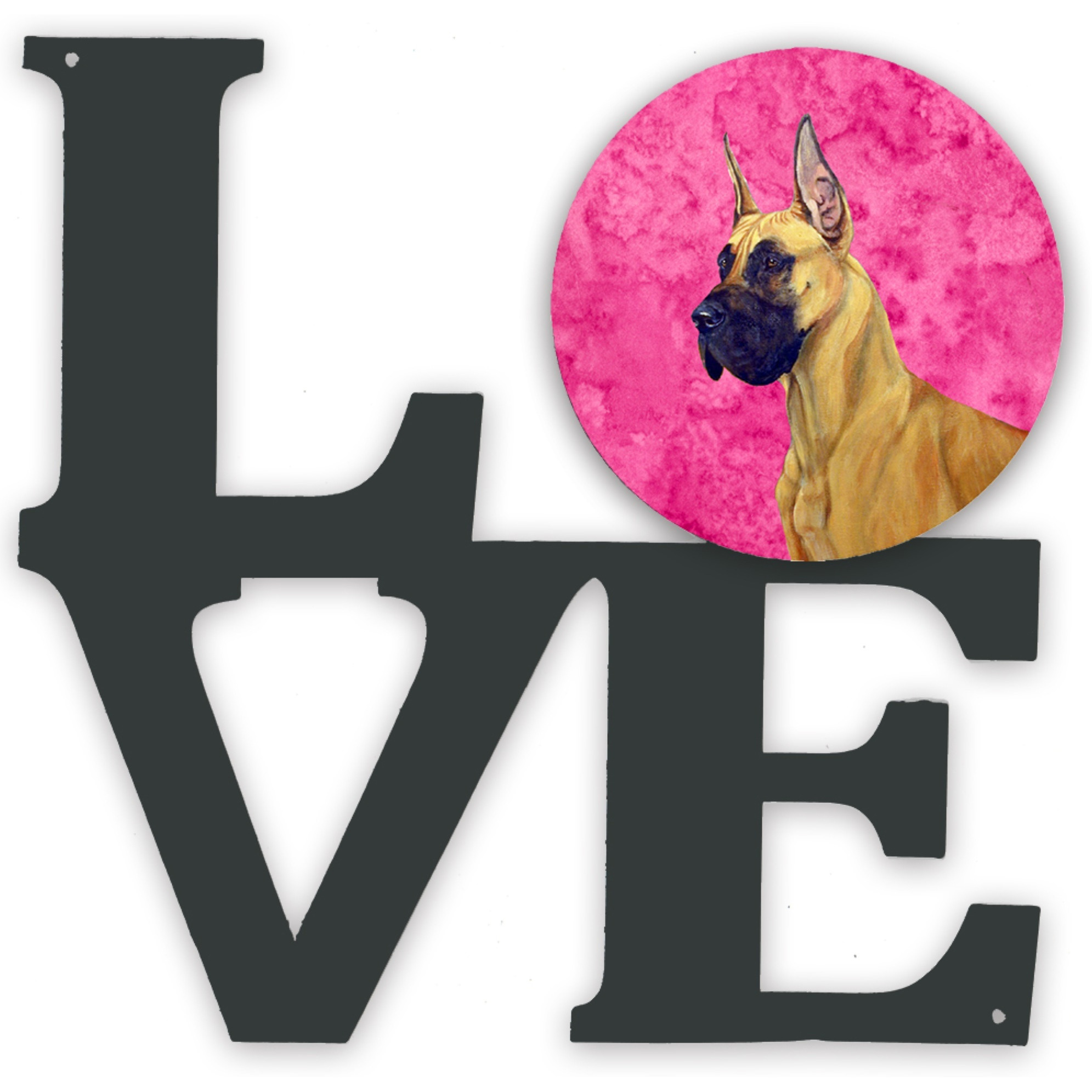 &quotCaroline's Treasures Pink Dane Metal Artwork Love wall-decor, Multicolor"