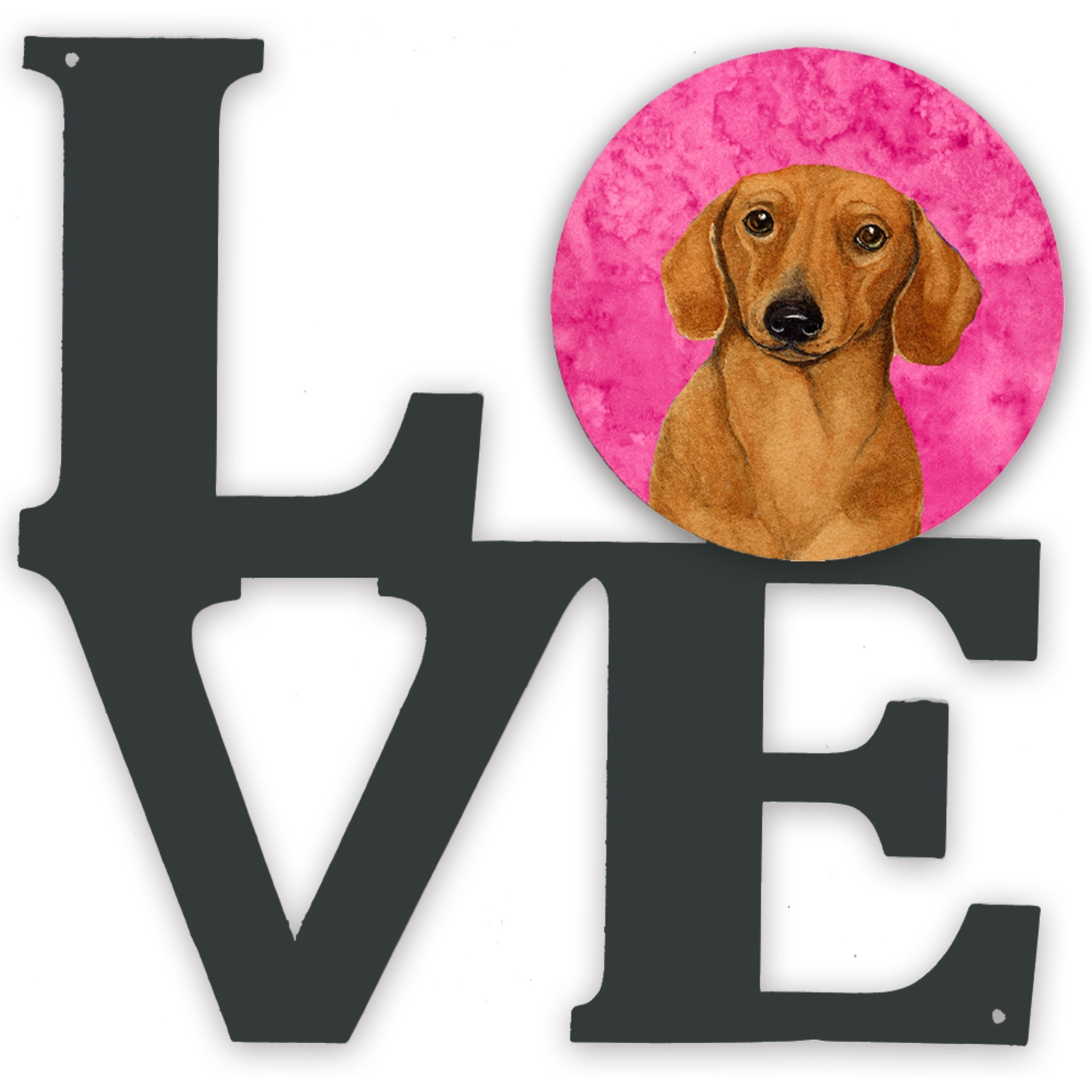 &quotCaroline's Treasures Pink Dachshund Metal Artwork Love wall-decor, Multicolor"