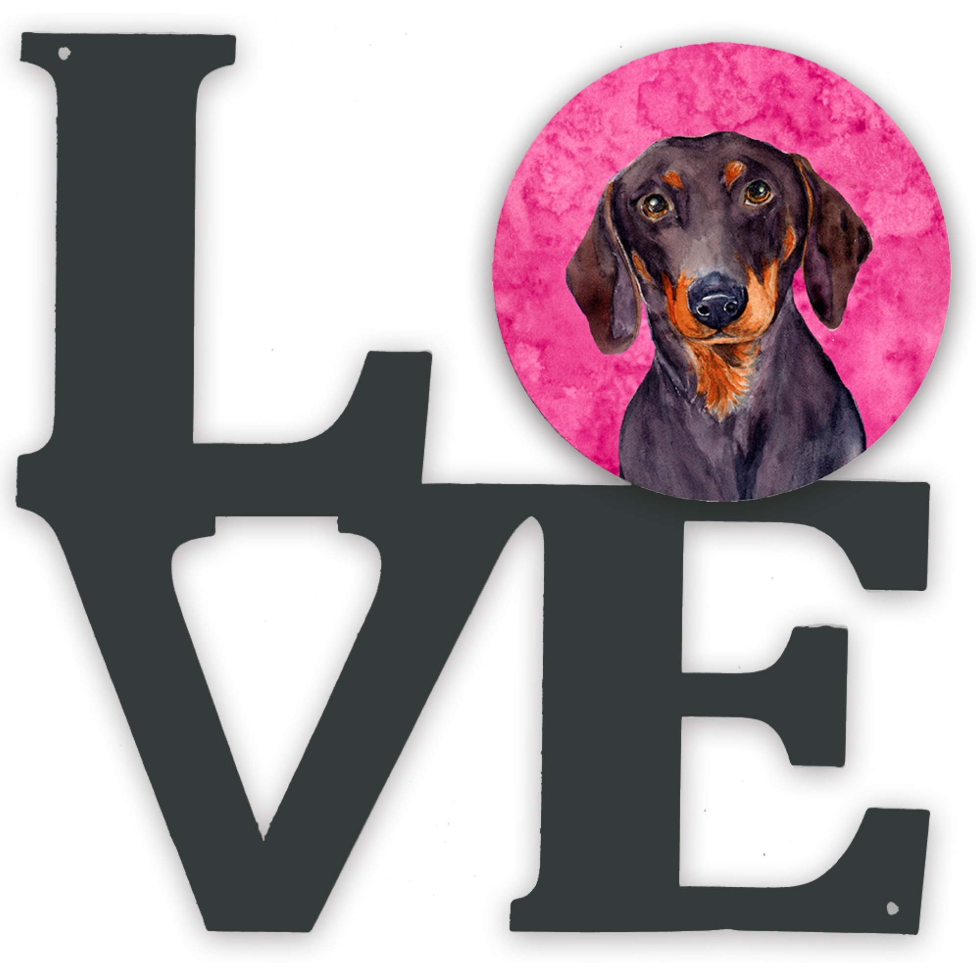 &quotCaroline's Treasures Pink Dachshund Metal Artwork Love wall-decor, Multicolor"