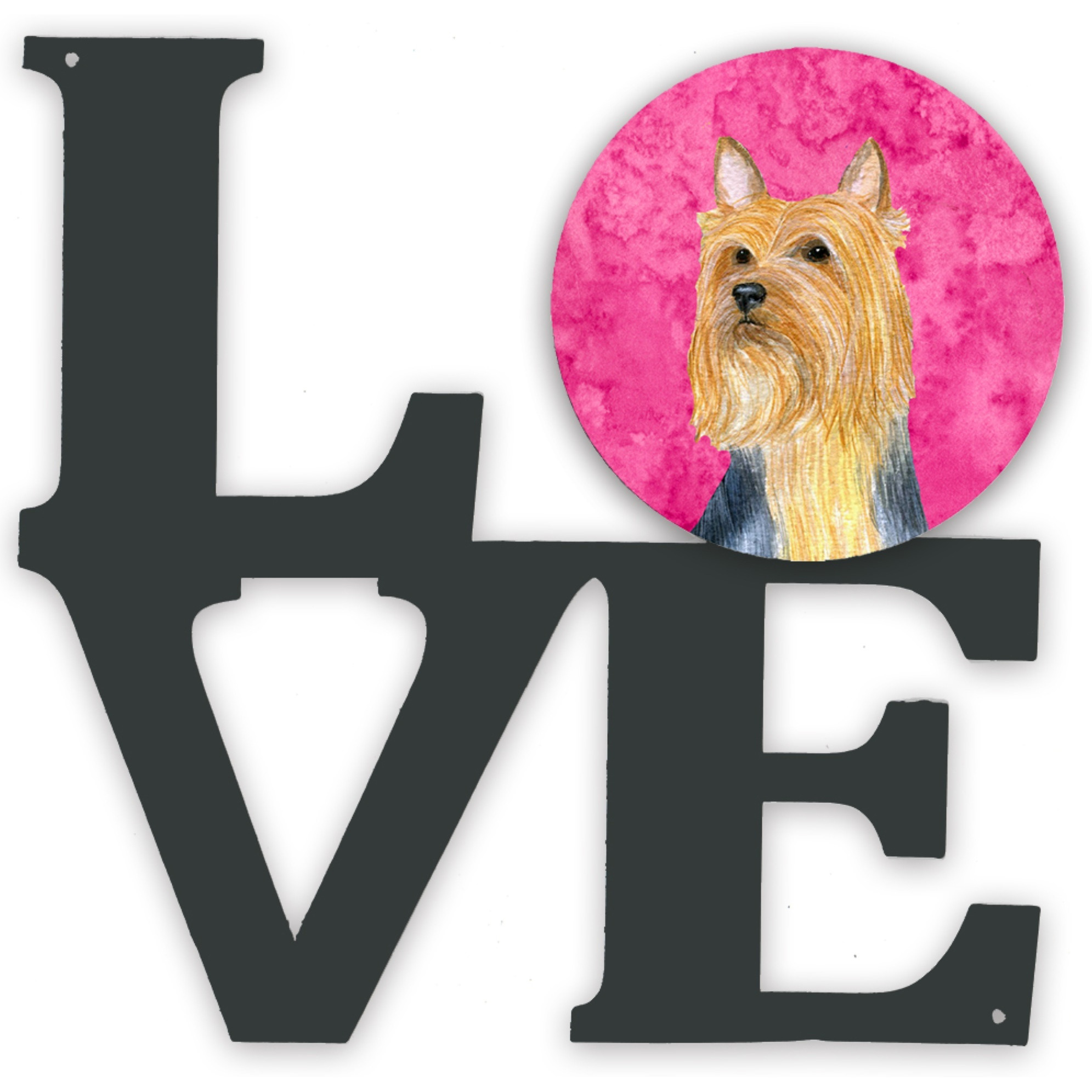&quotCaroline's Treasures Pink Silky Terrier Metal Artwork Love wall-decor, Multicolor"