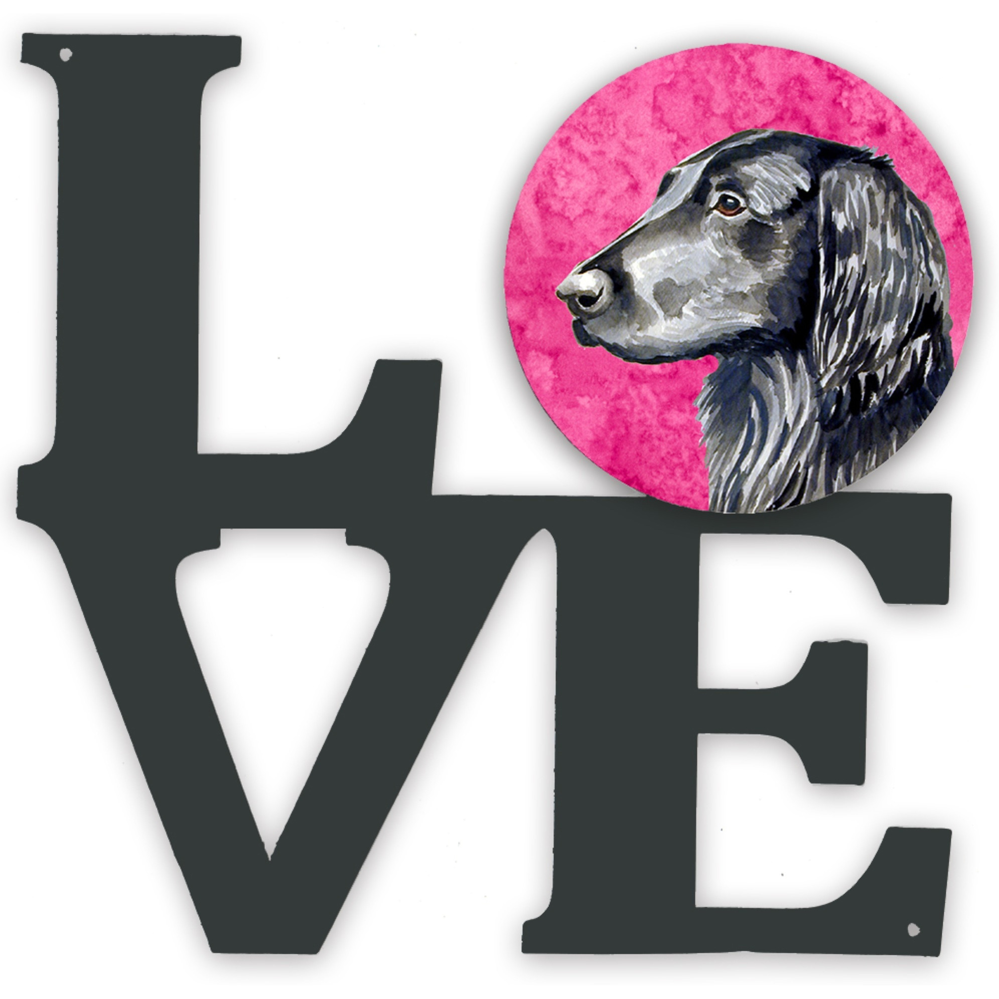 &quotCaroline's Treasures Pink Flat Coated Retriever Metal Artwork Love wall-decor, Multicolor"