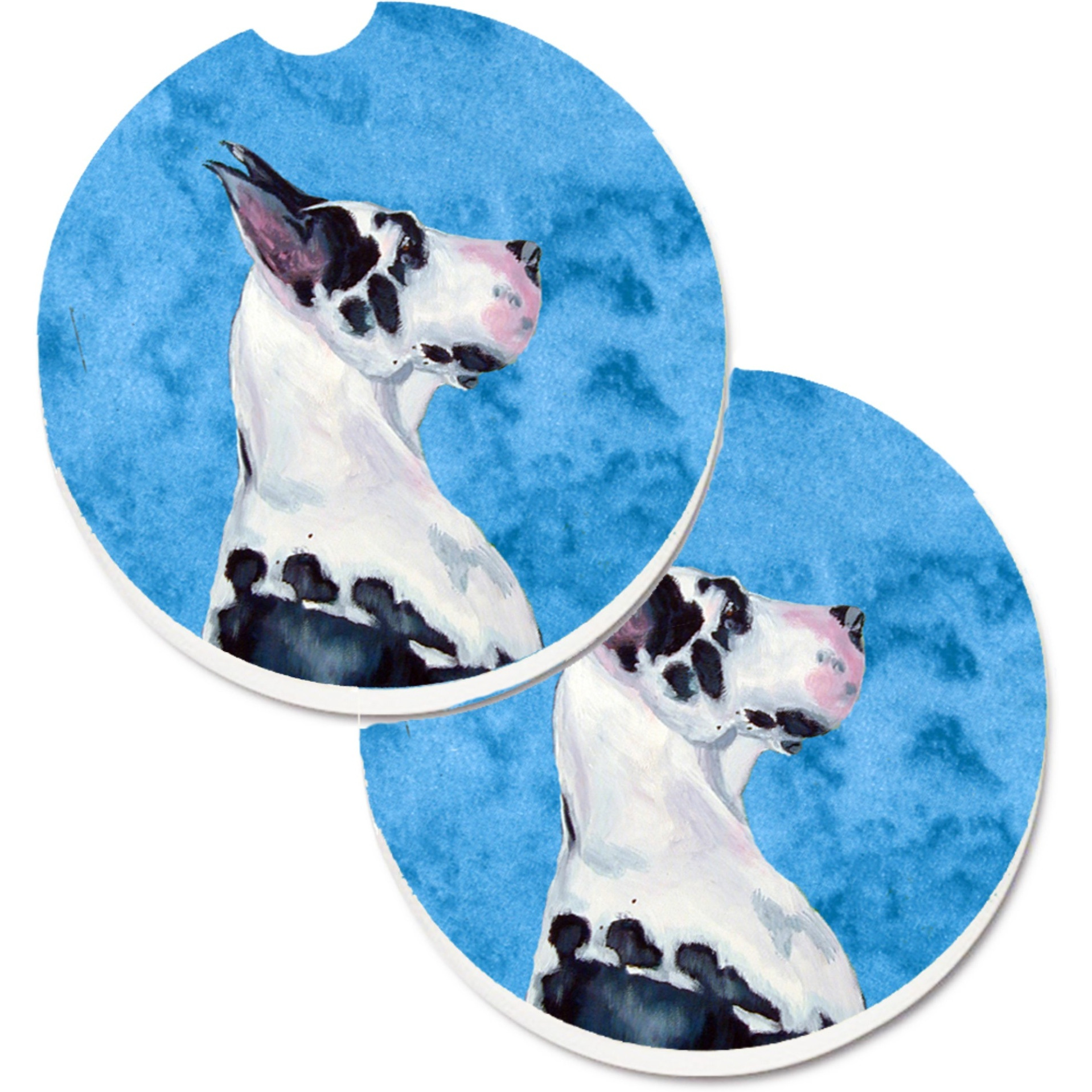 &quotCaroline's Treasures Blue Great Dane Set of 2 Cup Holder Car Coasters LH9371BUCARC, 2.56, Multicolor"