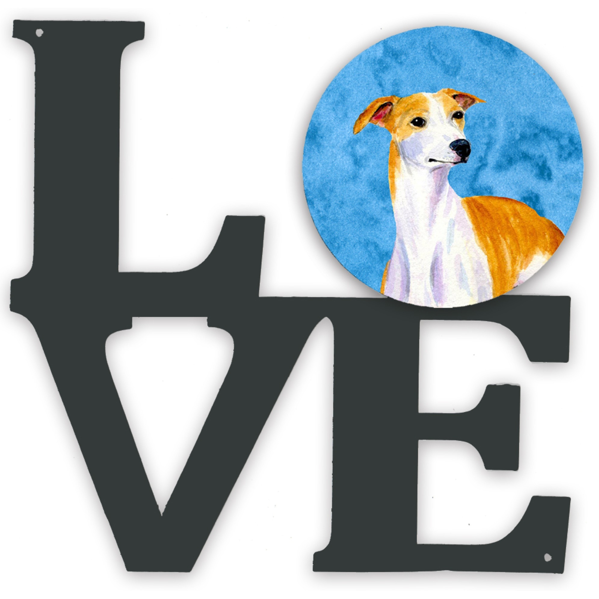 &quotCaroline's Treasures Blue Whippet Metal Artwork Love wall-decor, Multicolor"