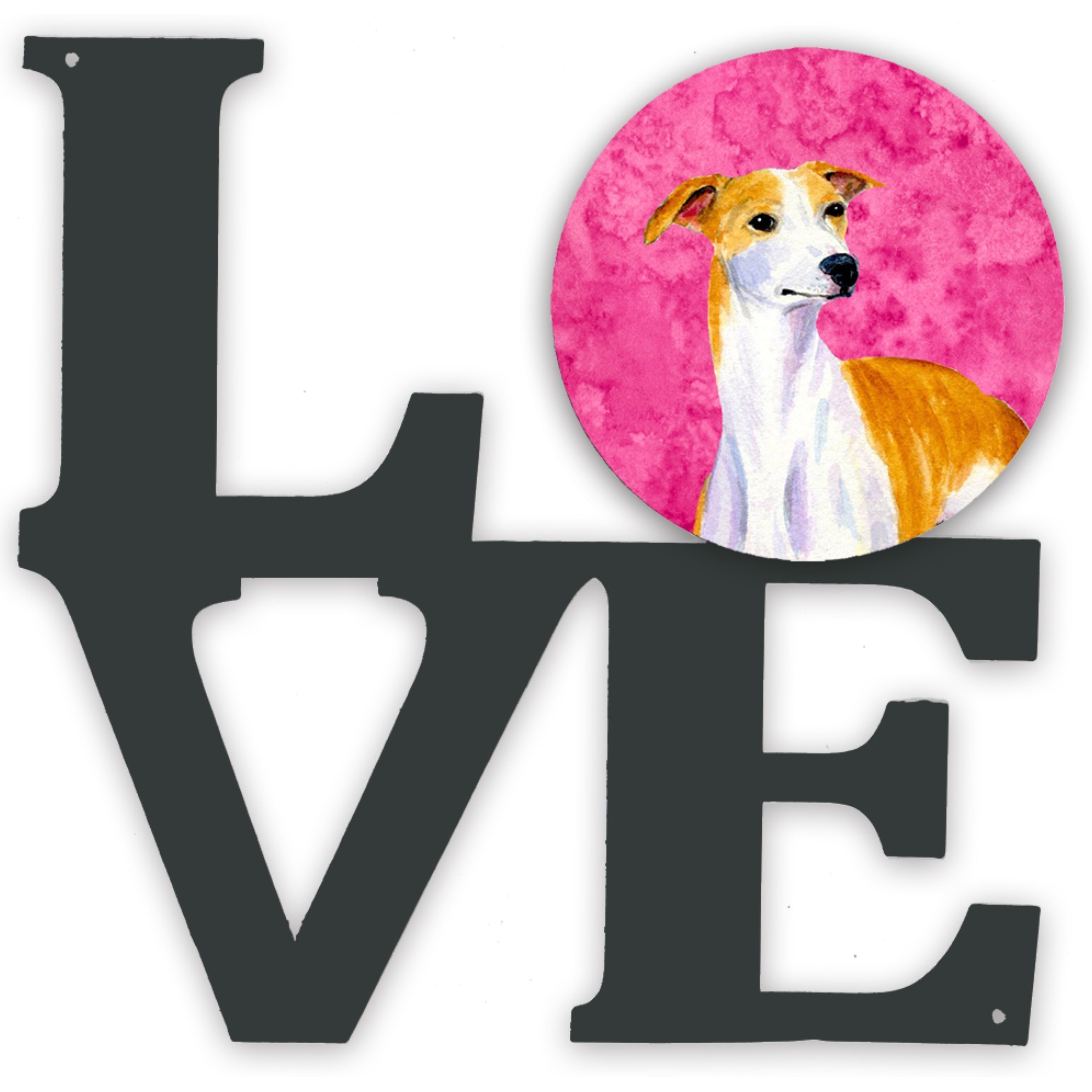 &quotCaroline's Treasures Pink Whippet Metal Artwork Love wall-decor, Multicolor"