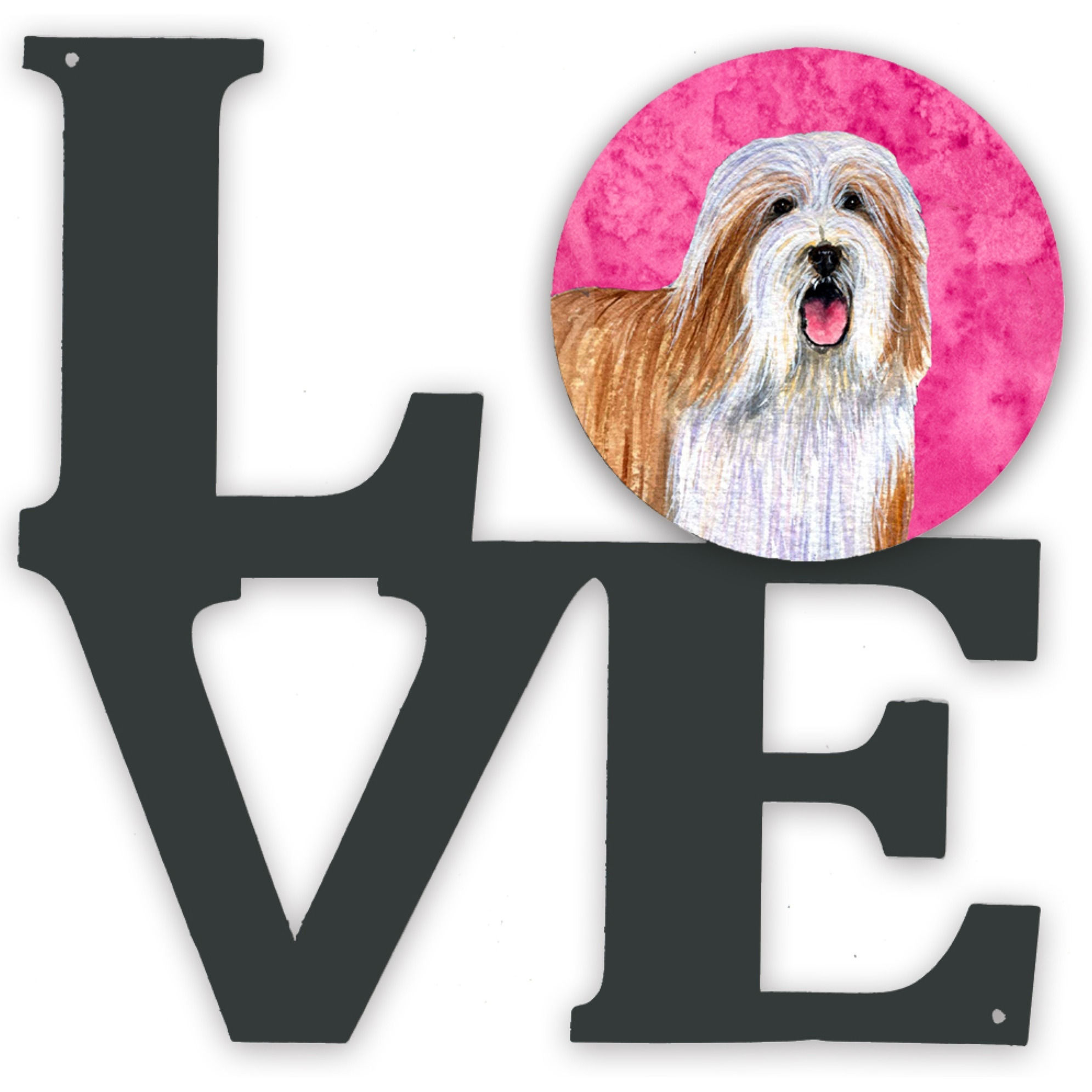 &quotCaroline's Treasures Pink Bearded Collie Metal Artwork Love wall-decor, Multicolor"