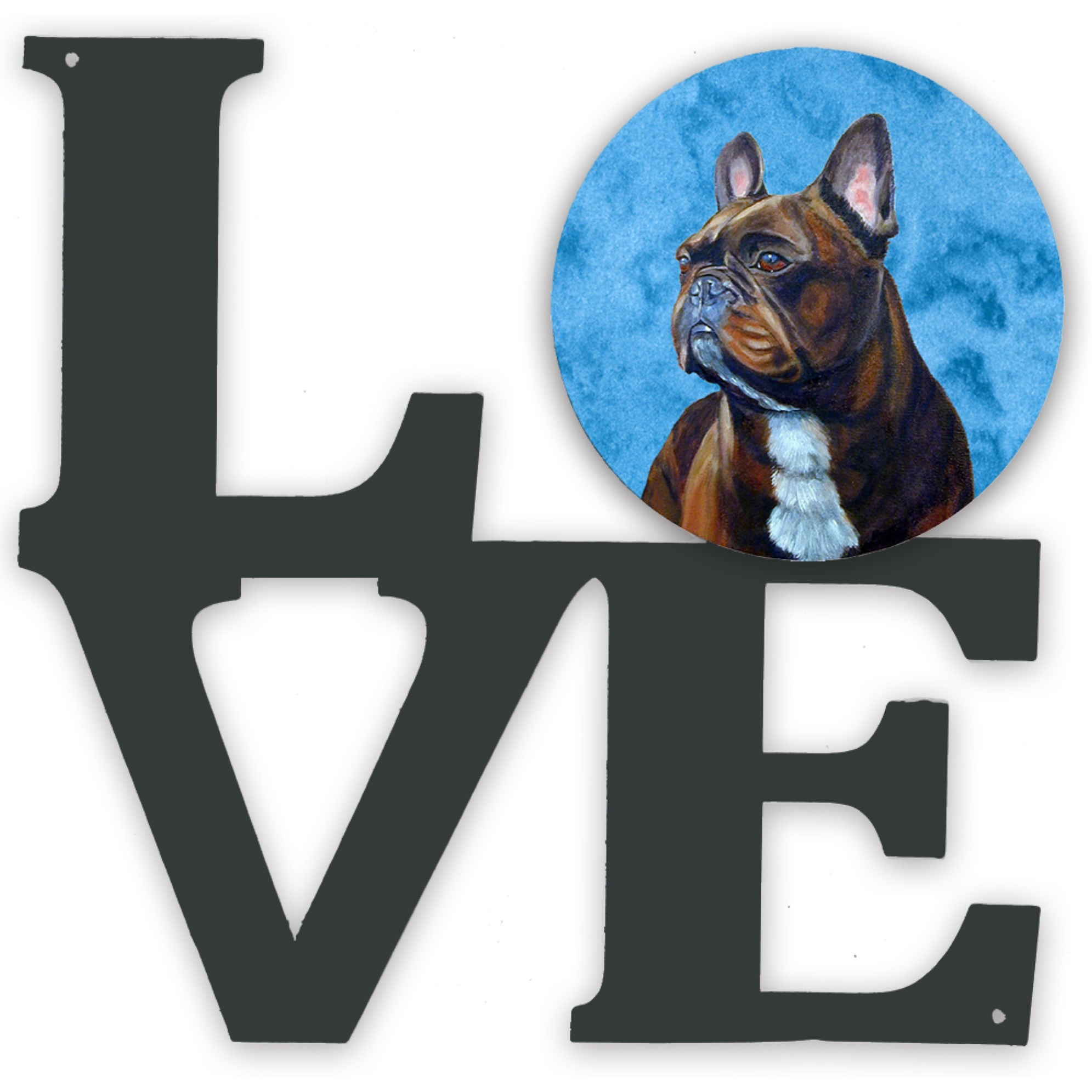 &quotCaroline's Treasures Blue French Bulldog Metal Artwork Love wall-decor, Multicolor"