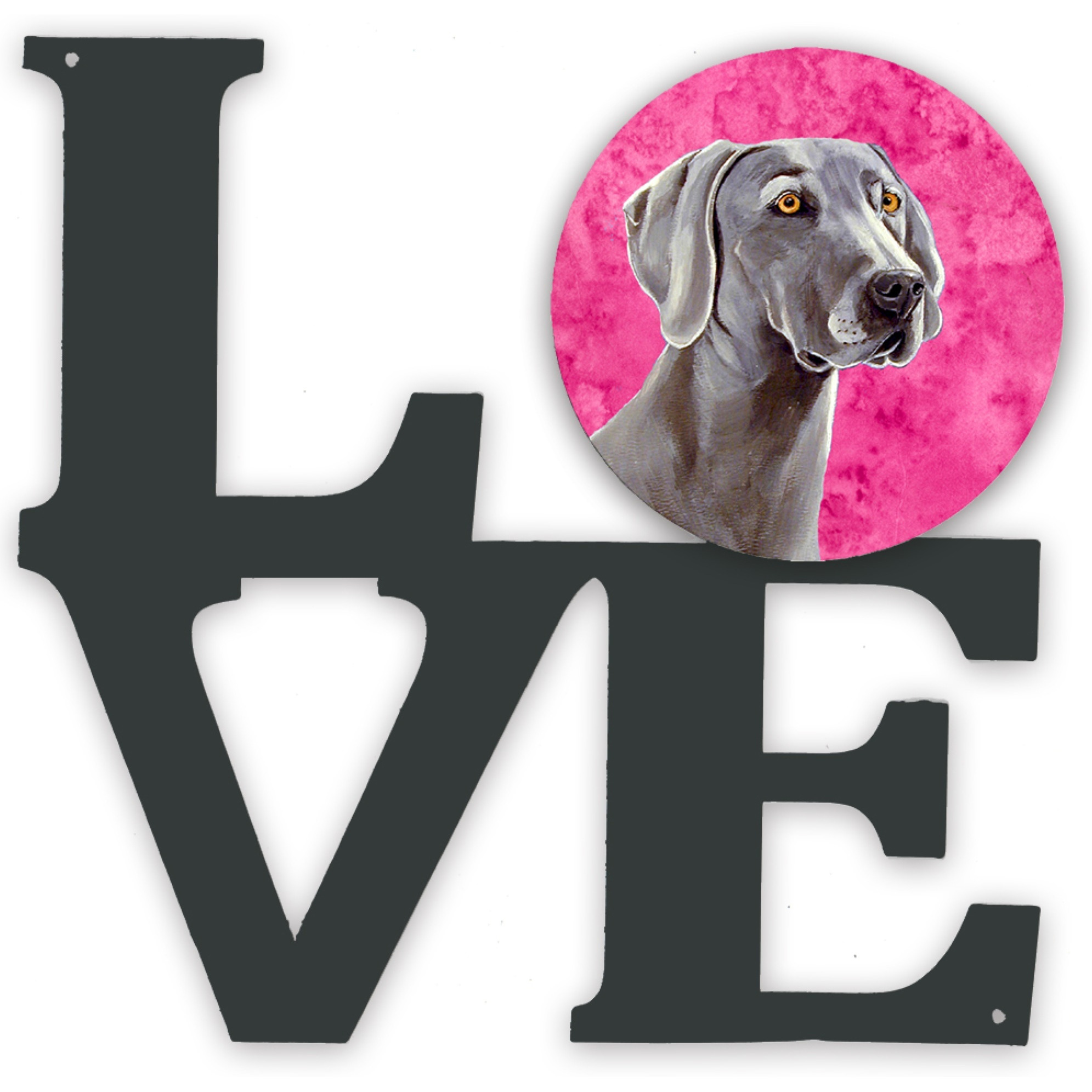 &quotCaroline's Treasures Pink Weimaraner Metal Artwork Love wall-decor, Multicolor"