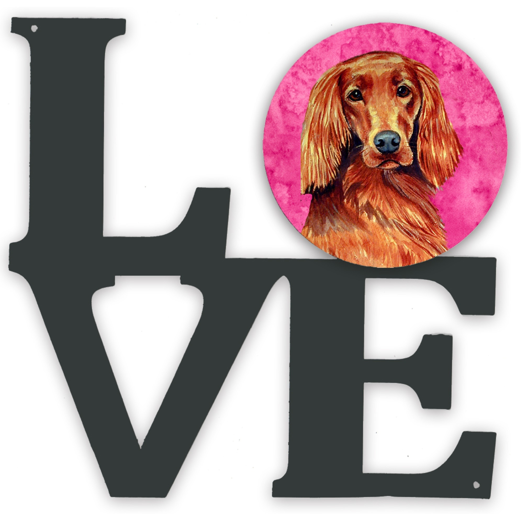 &quotCaroline's Treasures Pink Irish Setter Metal Artwork Love wall-decor, Multicolor"
