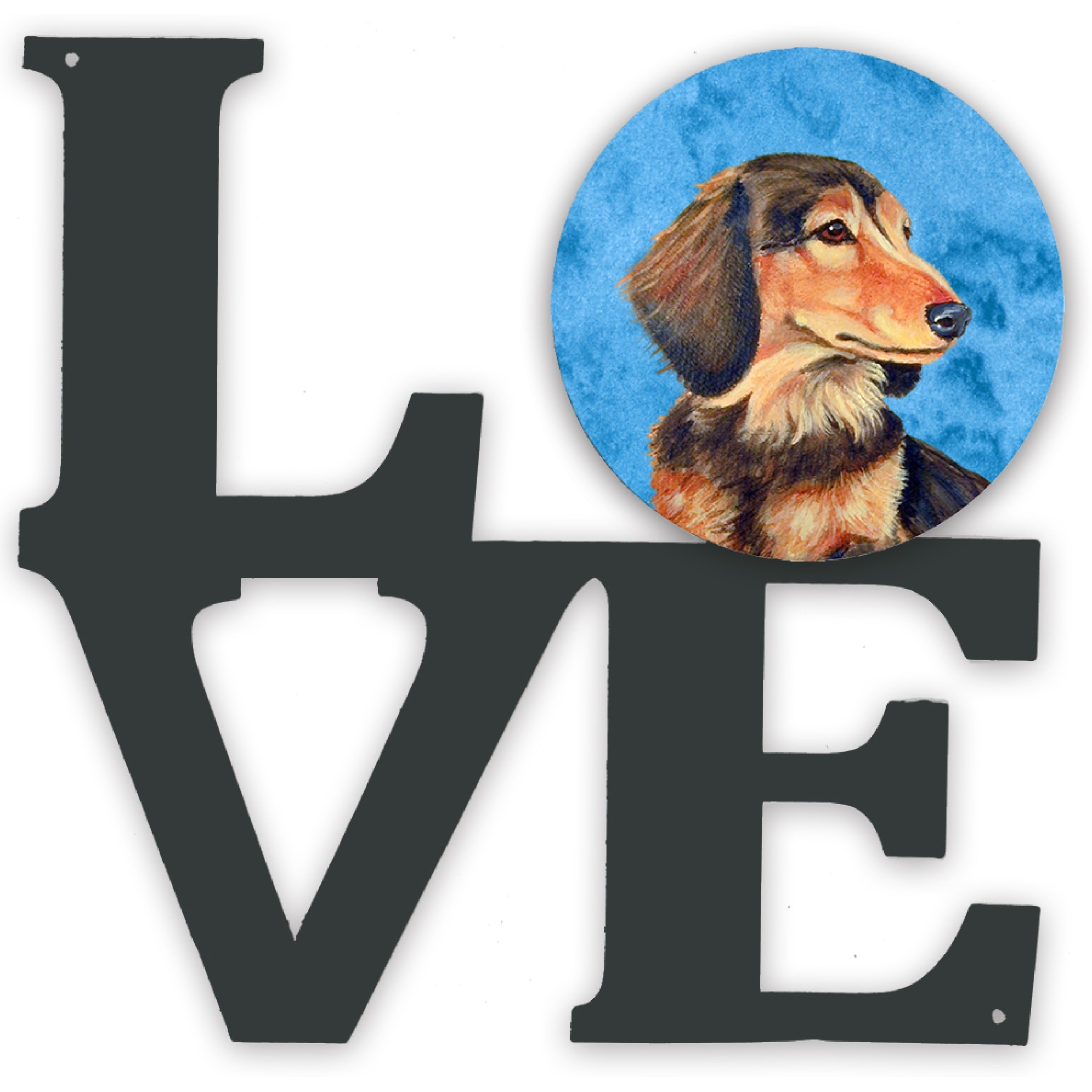&quotCaroline's Treasures Blue Dachshund Metal Artwork Love wall-decor, Multicolor"