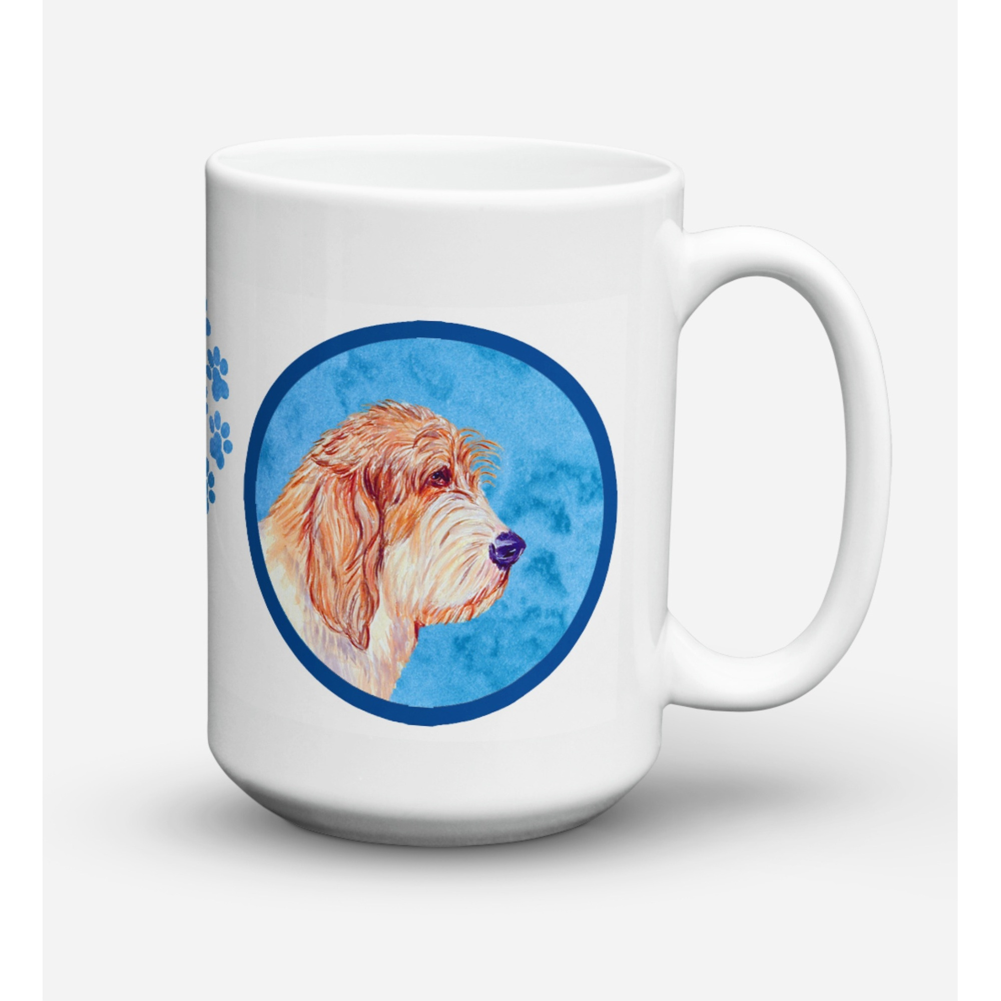 &quotCaroline's Treasures LH9397BU-CM15 Petit Basset Griffon Vendeen Microwavable Ceramic Coffee Mug, 15 oz, Multicolor"