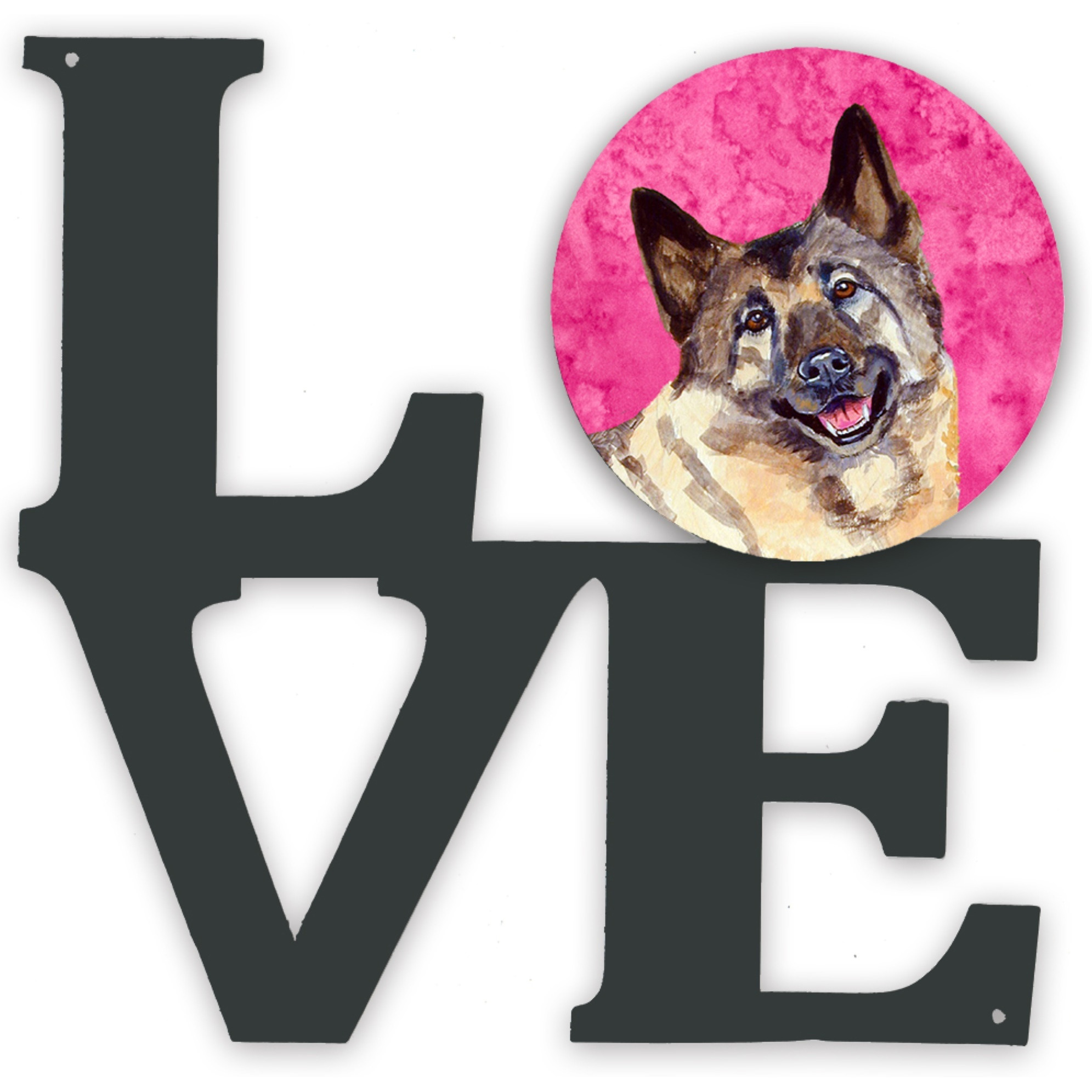 &quotCaroline's Treasures Pink Norwegian Elkhound Metal Artwork Love wall-decor, Multicolor"