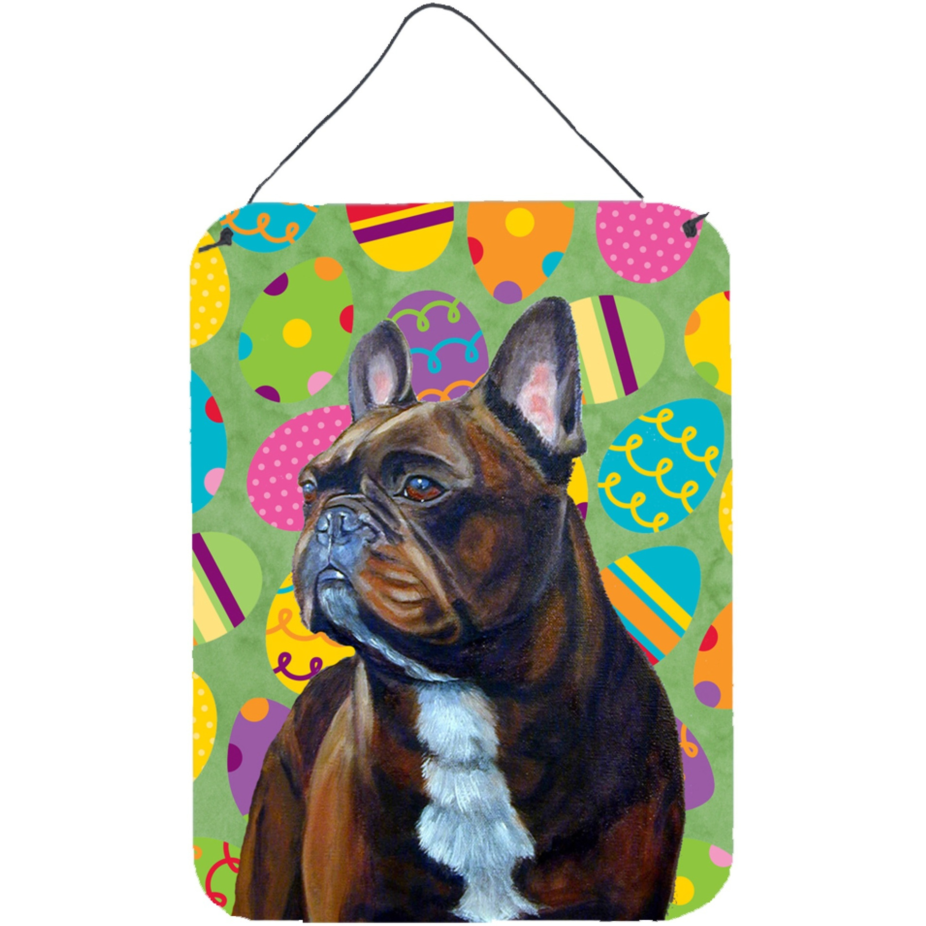 &quotCaroline's Treasures LH9430DS1216 French Bulldog Easter Eggtravaganza Aluminium Metal Wall or Door Hanging Prints, 16"" x 12"", Multicolor"