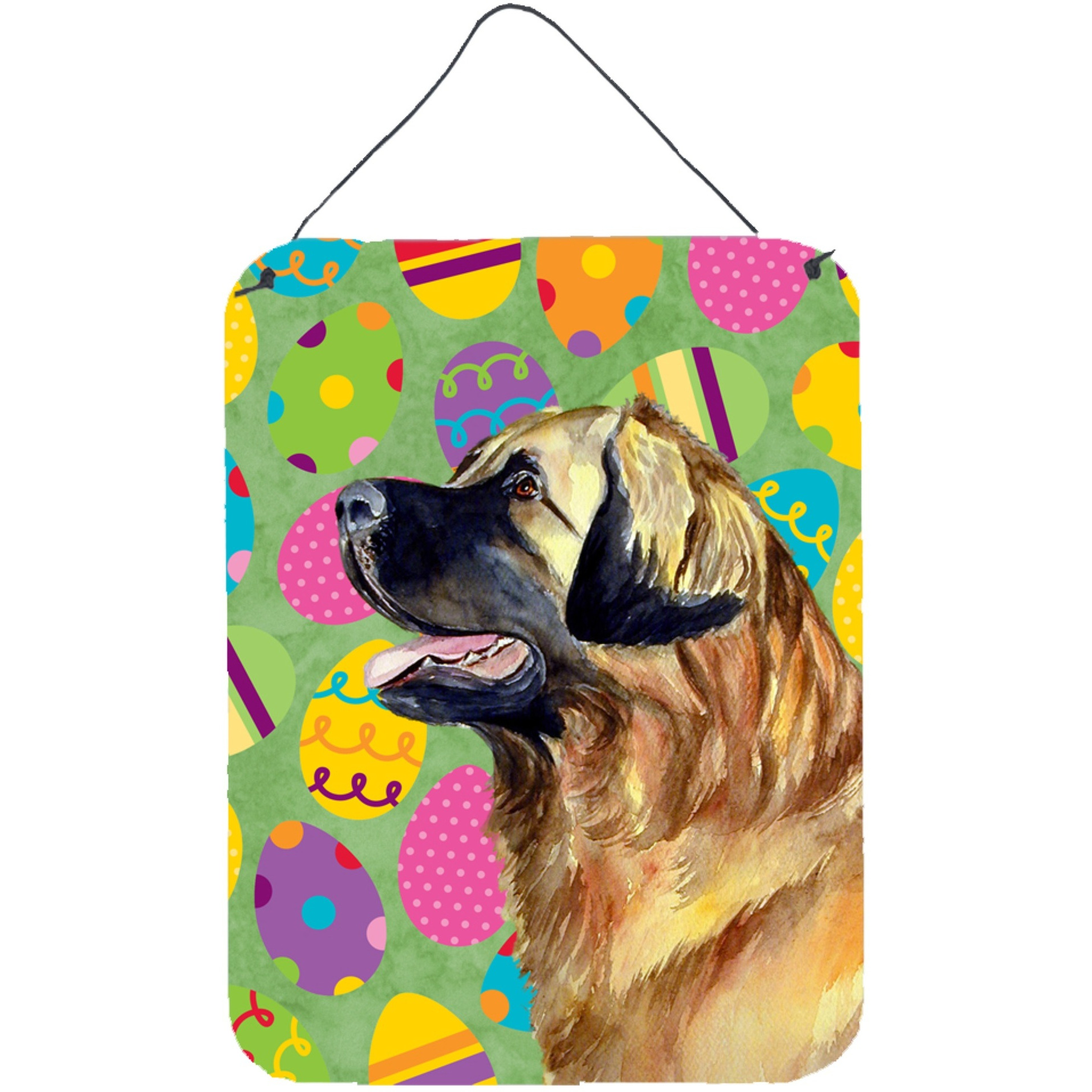 &quotCaroline's Treasures Leonberger Easter Eggtravaganza Aluminium Metal Wall or Door Hanging Prints, 16"" x 12"", Multicolor"