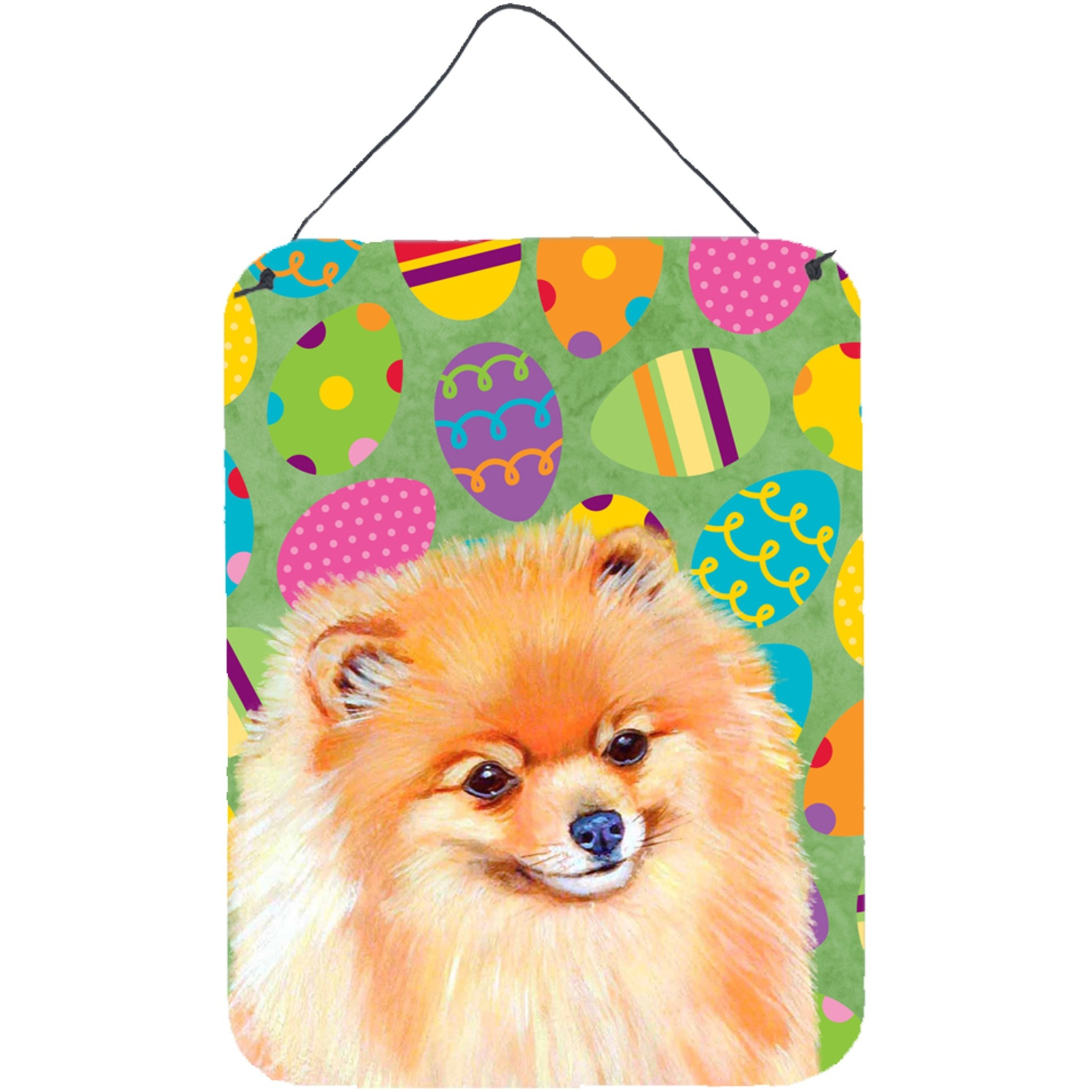 &quotCaroline's Treasures Pomeranian Easter Eggtravaganza Aluminium Metal Wall or Door Hanging Prints, 16"" x 12"", Multicolor"