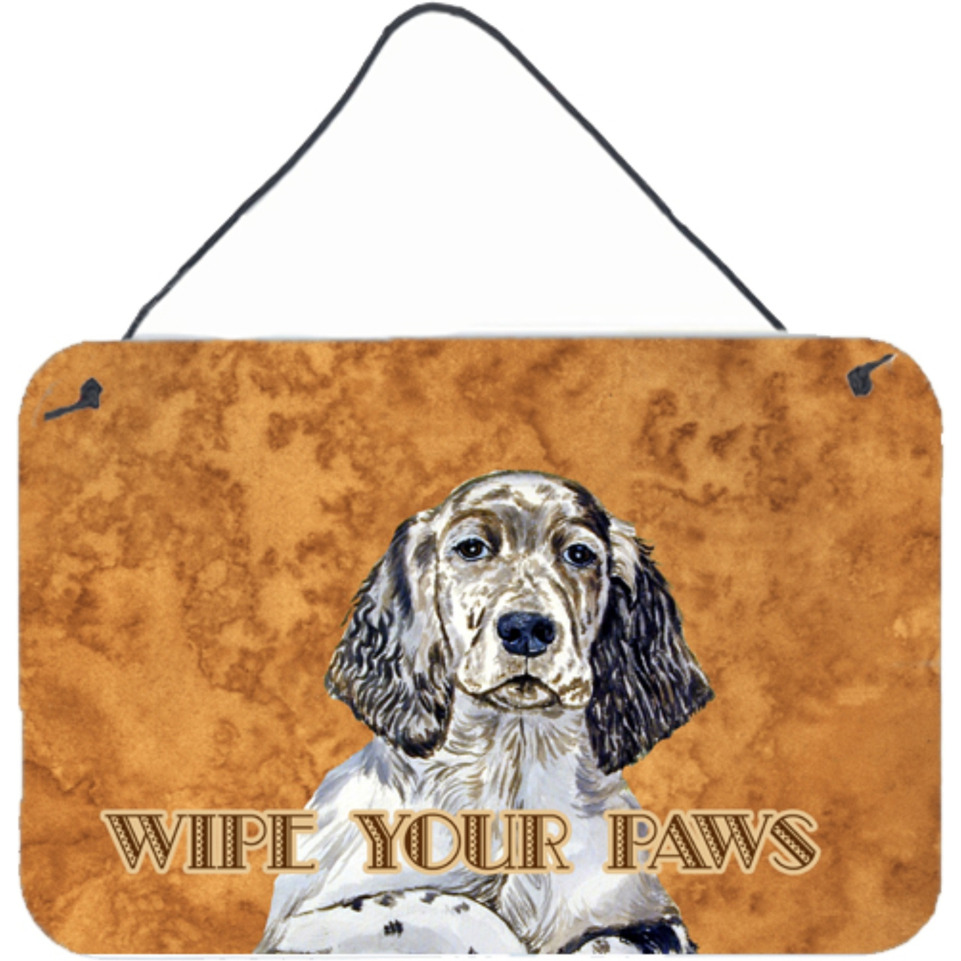 &quotCaroline's Treasures English Setter Wipe Your Paws Aluminum Metal Wall or Door Hanging Prints, 8 x 12"""