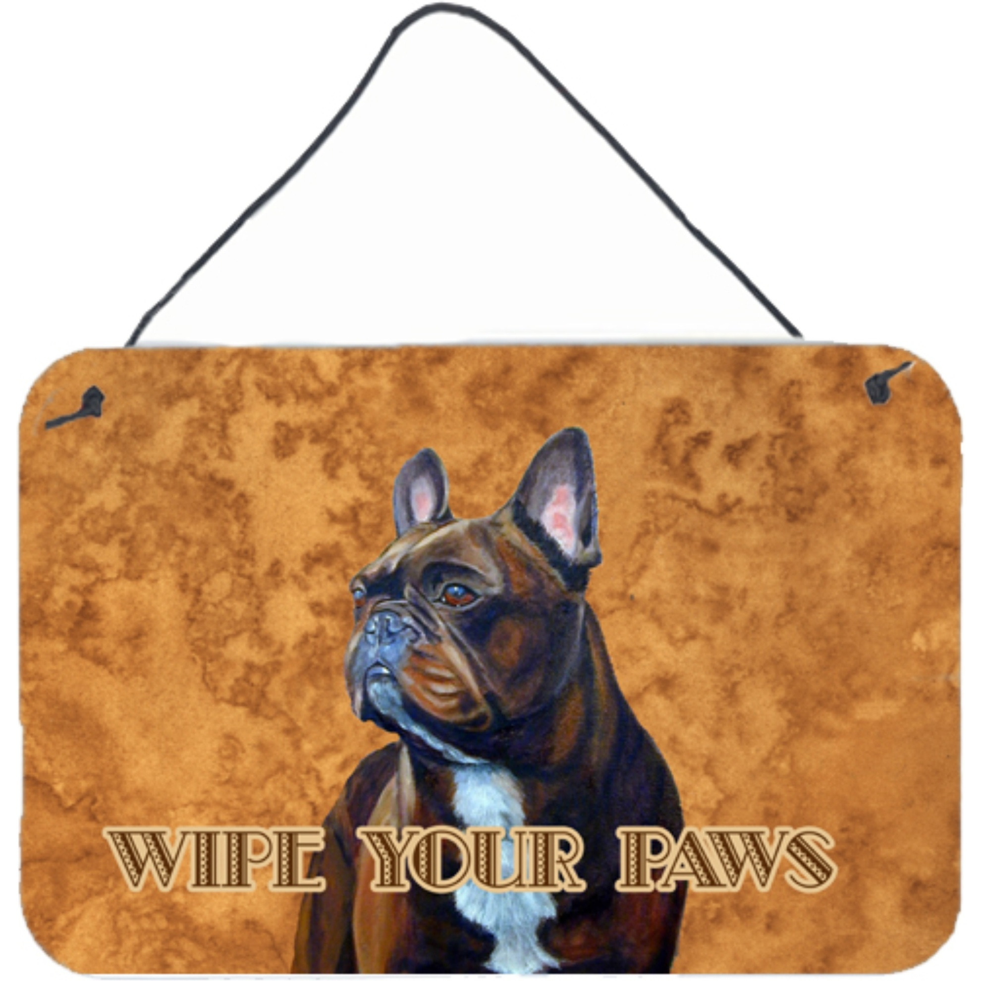 &quotCaroline's Treasures LH9455DS812 French Bulldog Wipe Your Paws Aluminum Metal Wall or Door Hanging Prints, 8 x 12"""