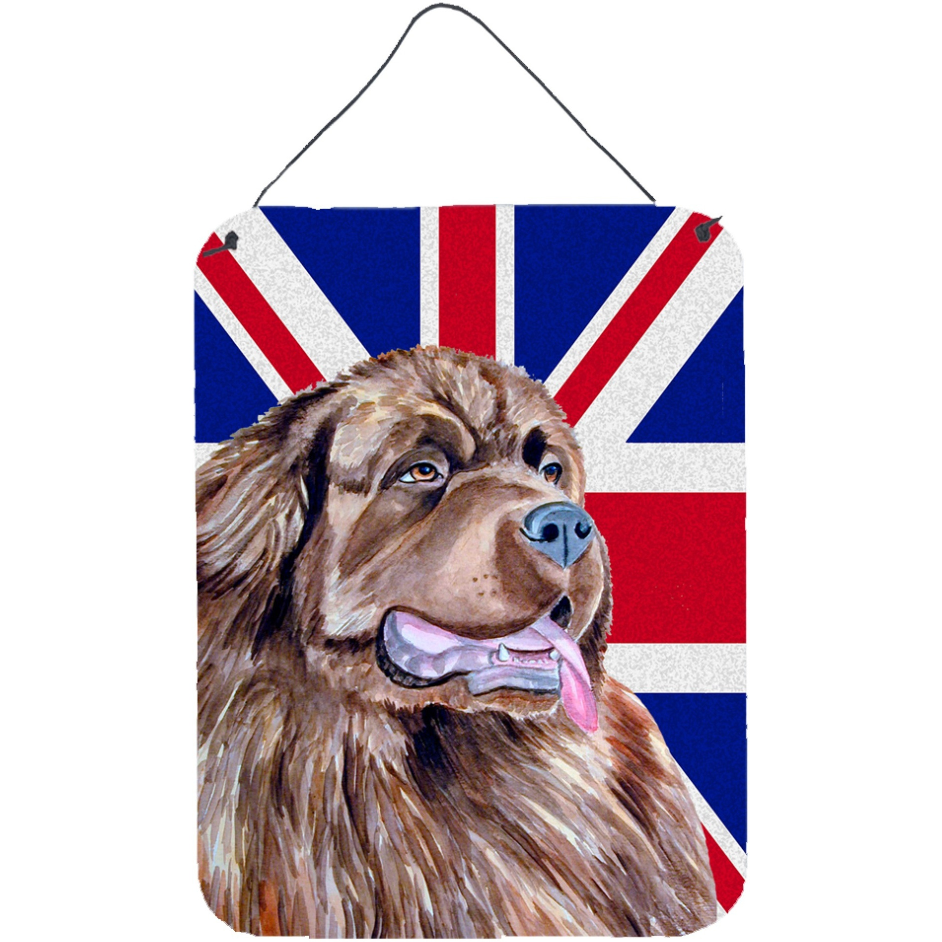 &quotCaroline's Treasures Newfoundland with English Union Jack British Flag Wall or Door Hanging Prints, 16"" x 12"""
