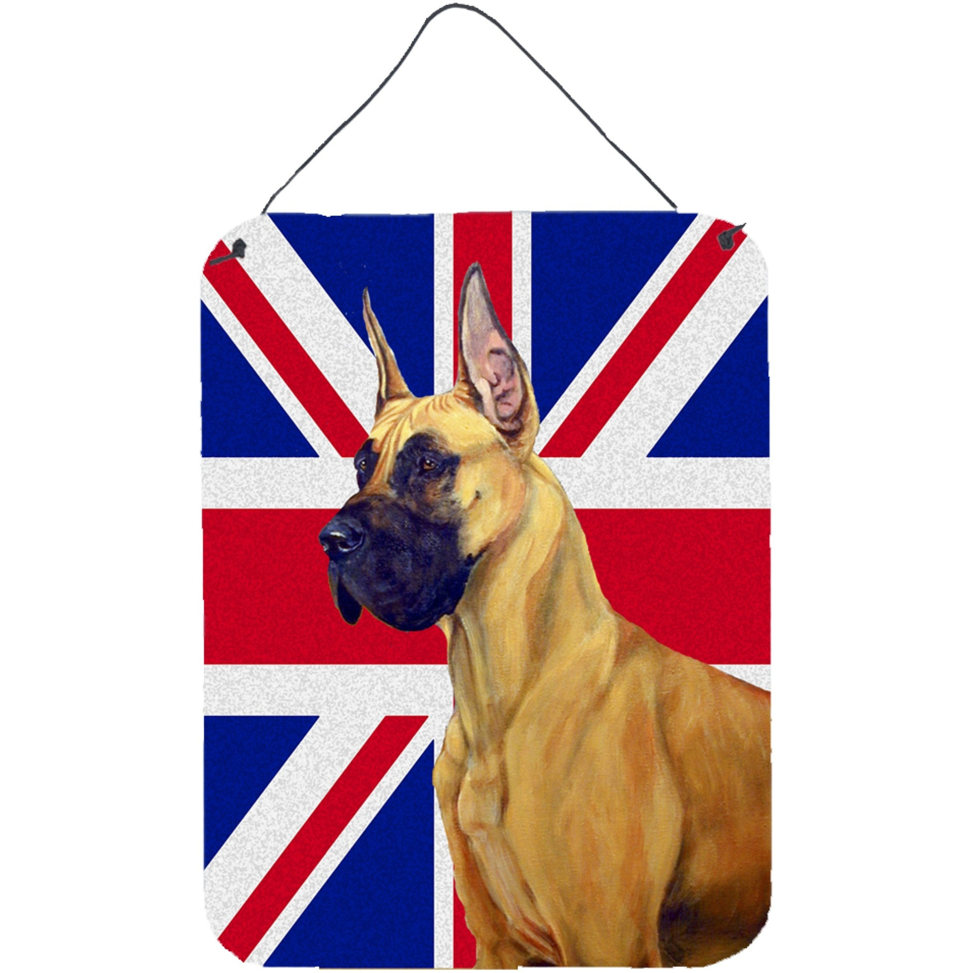 &quotCaroline's Treasures LH9464DS1216 Great Dane with English Union Jack British Flag Wall or Door Hanging Prints, 16"" x 12"""