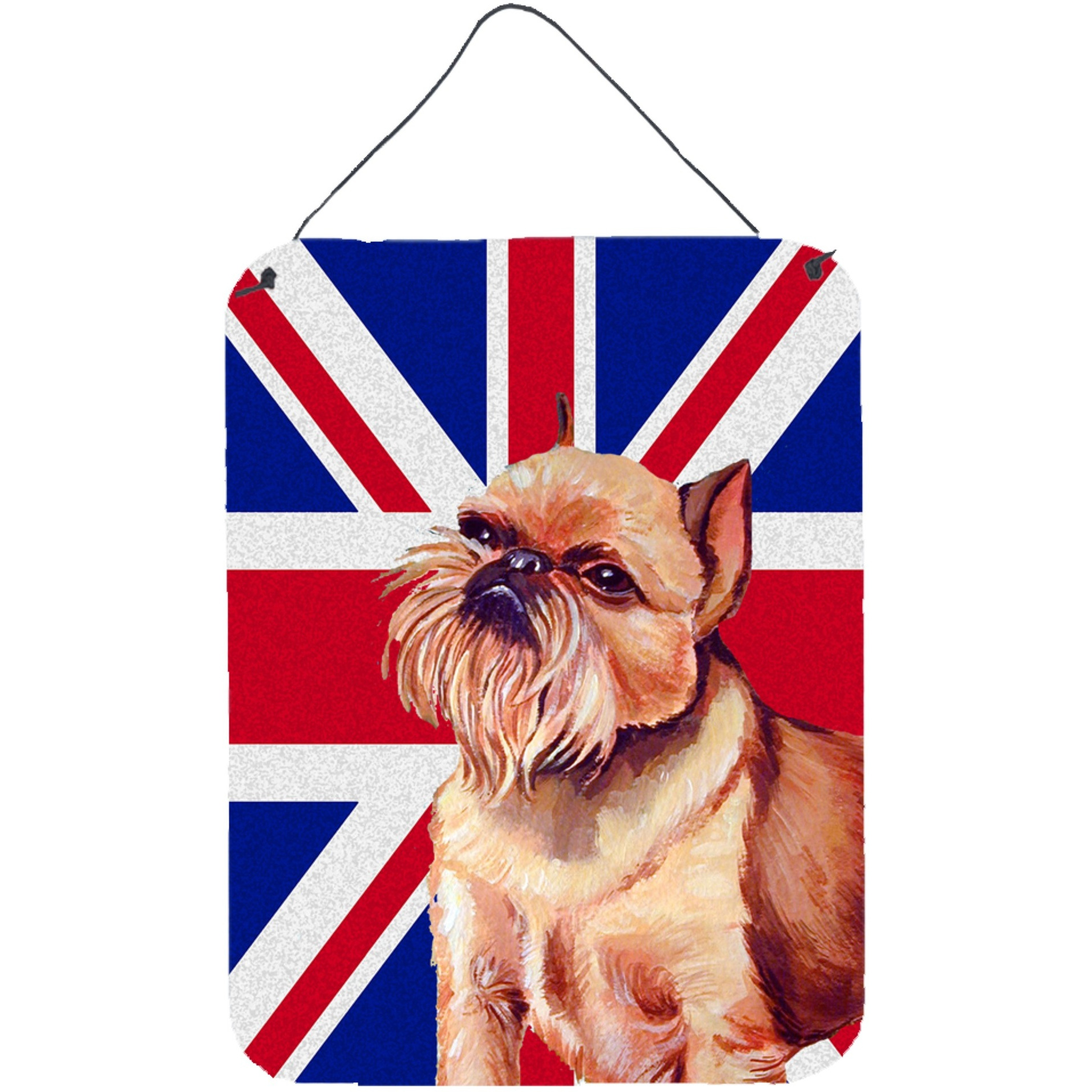 &quotCaroline's Treasures LH9466DS1216 Brussels Griffon with English Union Jack British Flag Wall or Door Hanging Prints, 16"" x 12"""