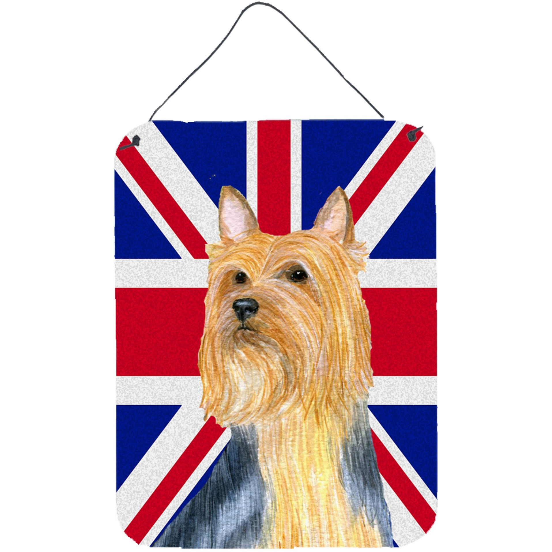 &quotCaroline's Treasures Silky Terrier with English Union Jack British Flag Wall or Door Hanging Prints, 16"" x 12"""