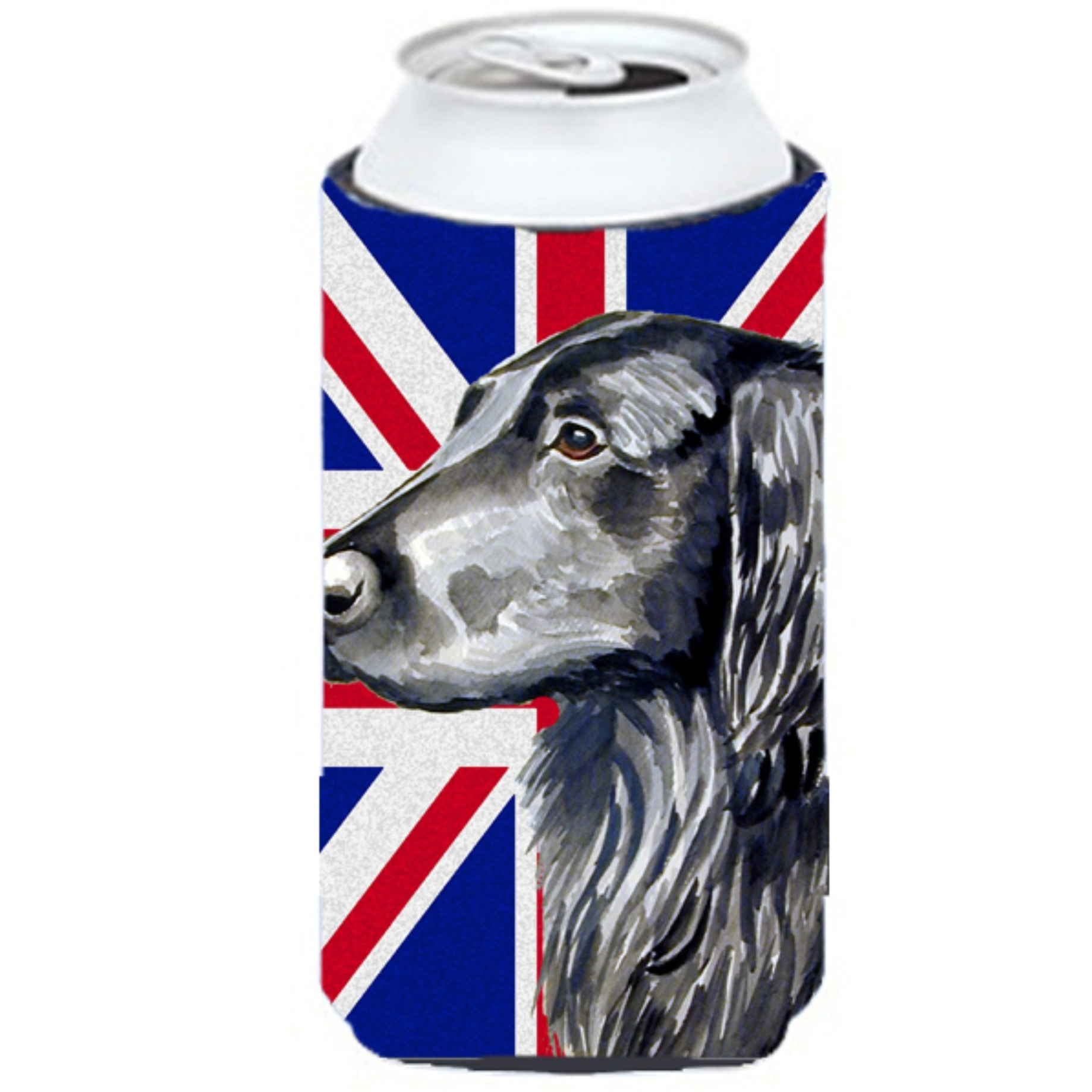 Flat Coated Retriever with English Union Jack British Flag Tall Boy Beverage Insulator Hugger LH9473TBC