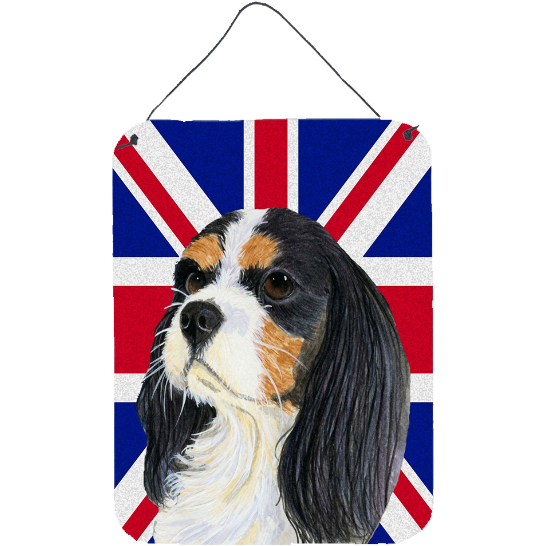 &quotCaroline's Treasures LH9476DS1216 Cavalier Spaniel with English Union Jack British Flag Wall or Door Hanging Prints, 16"" x 12"""