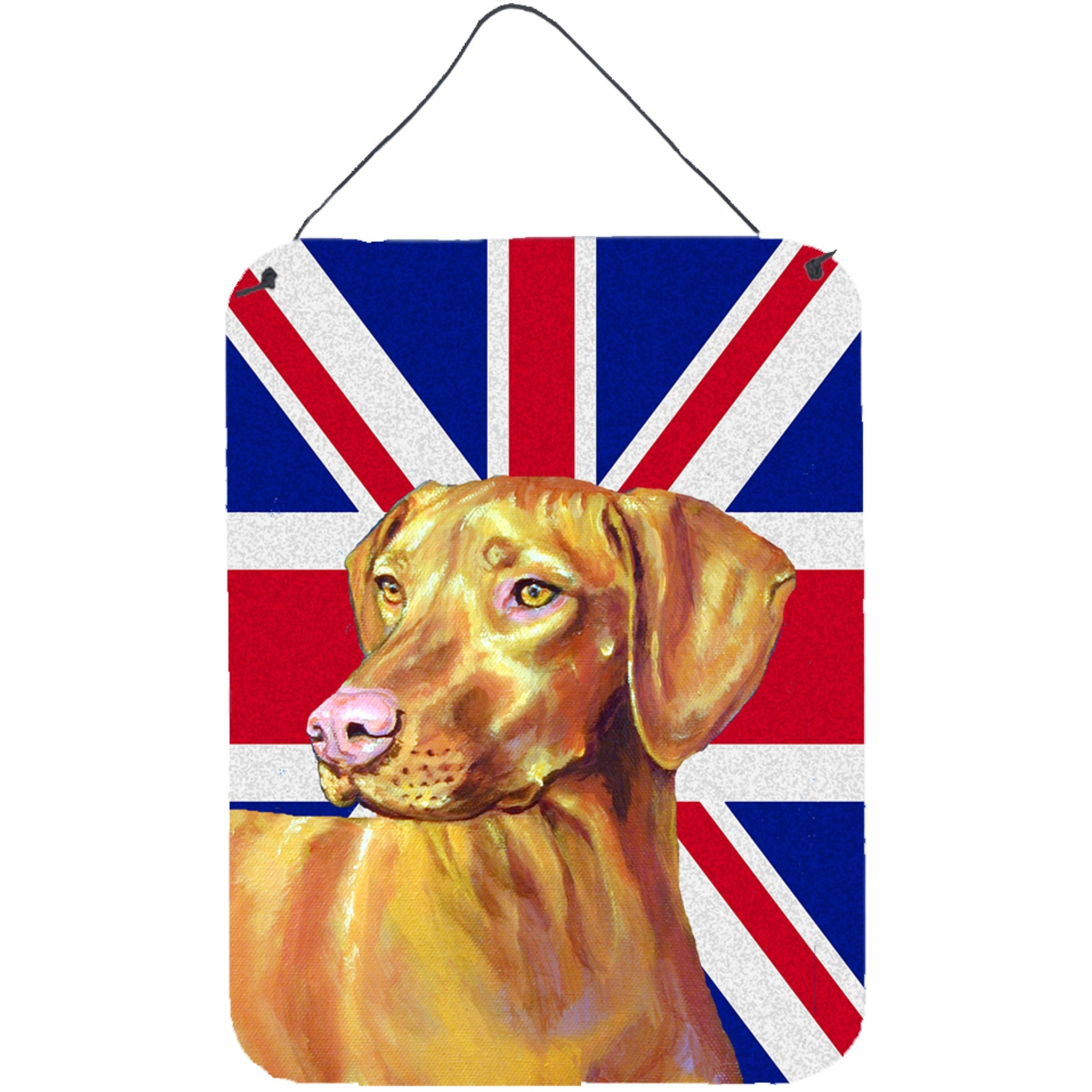 &quotCaroline's Treasures LH9477DS1216 Vizsla with English Union Jack British Flag Wall or Door Hanging Prints, 16"" x 12"""