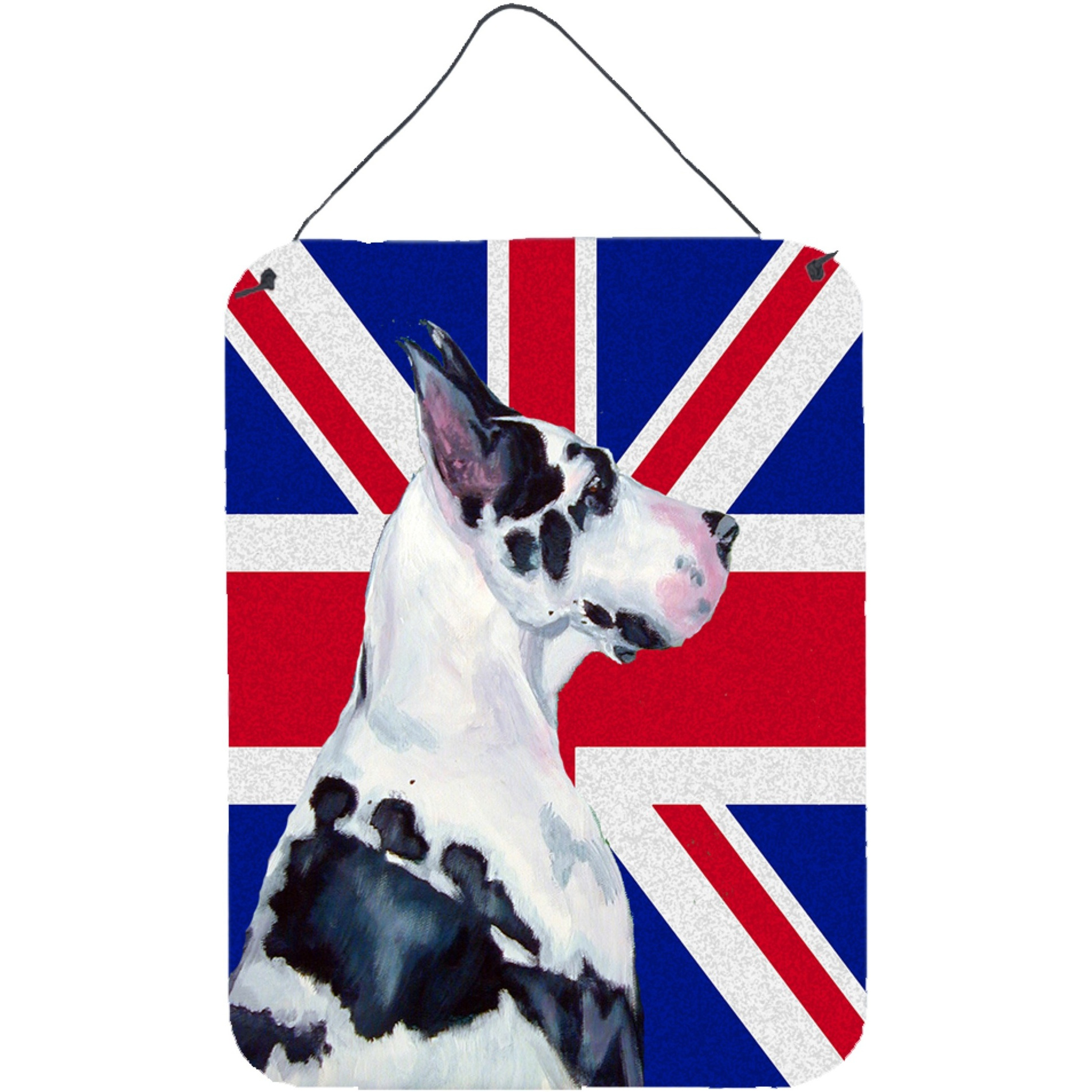 &quotCaroline's Treasures LH9478DS1216 Great Dane with English Union Jack British Flag Wall or Door Hanging Prints, 16"" x 12"""